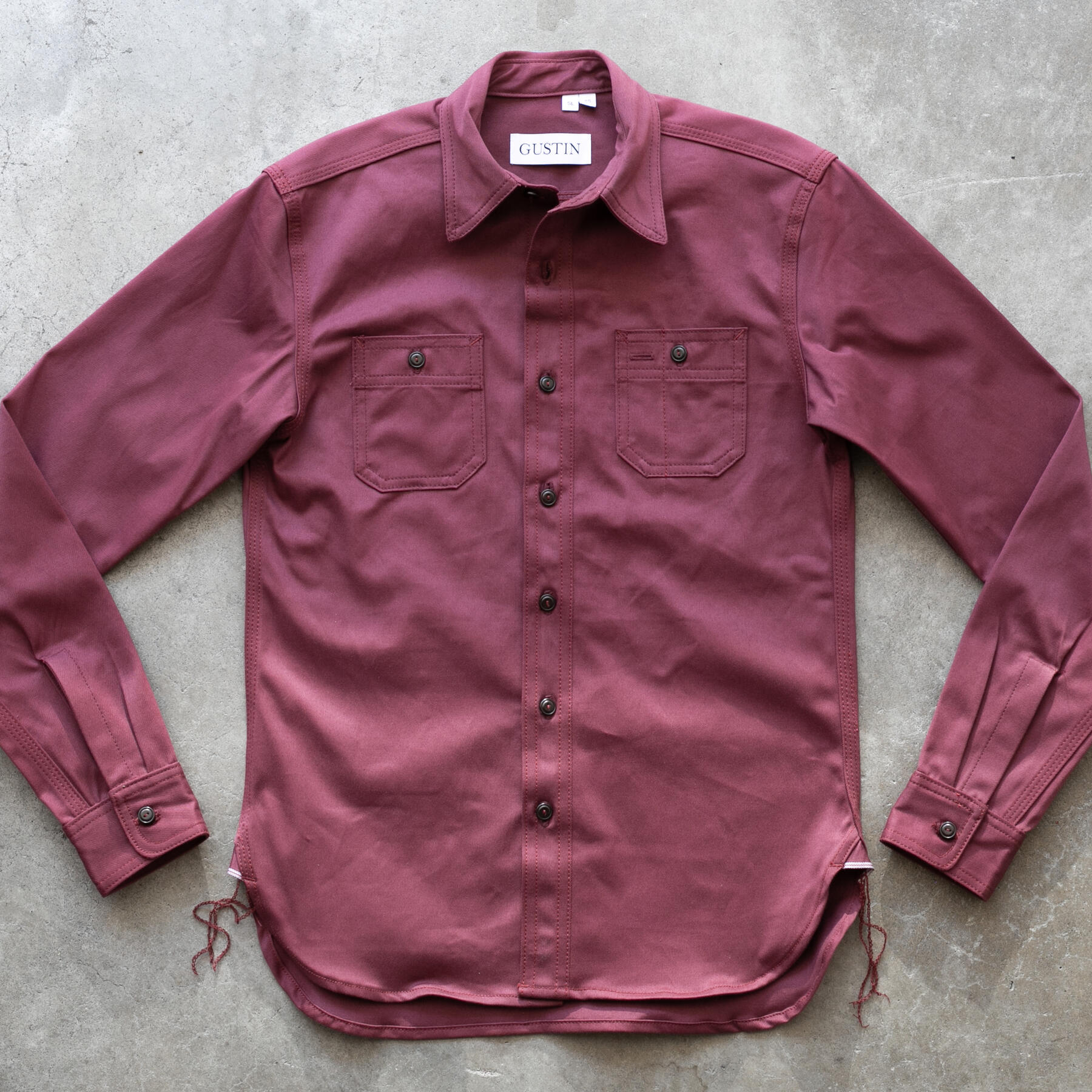 gustin #177 oxblood selvedge twill workshirt