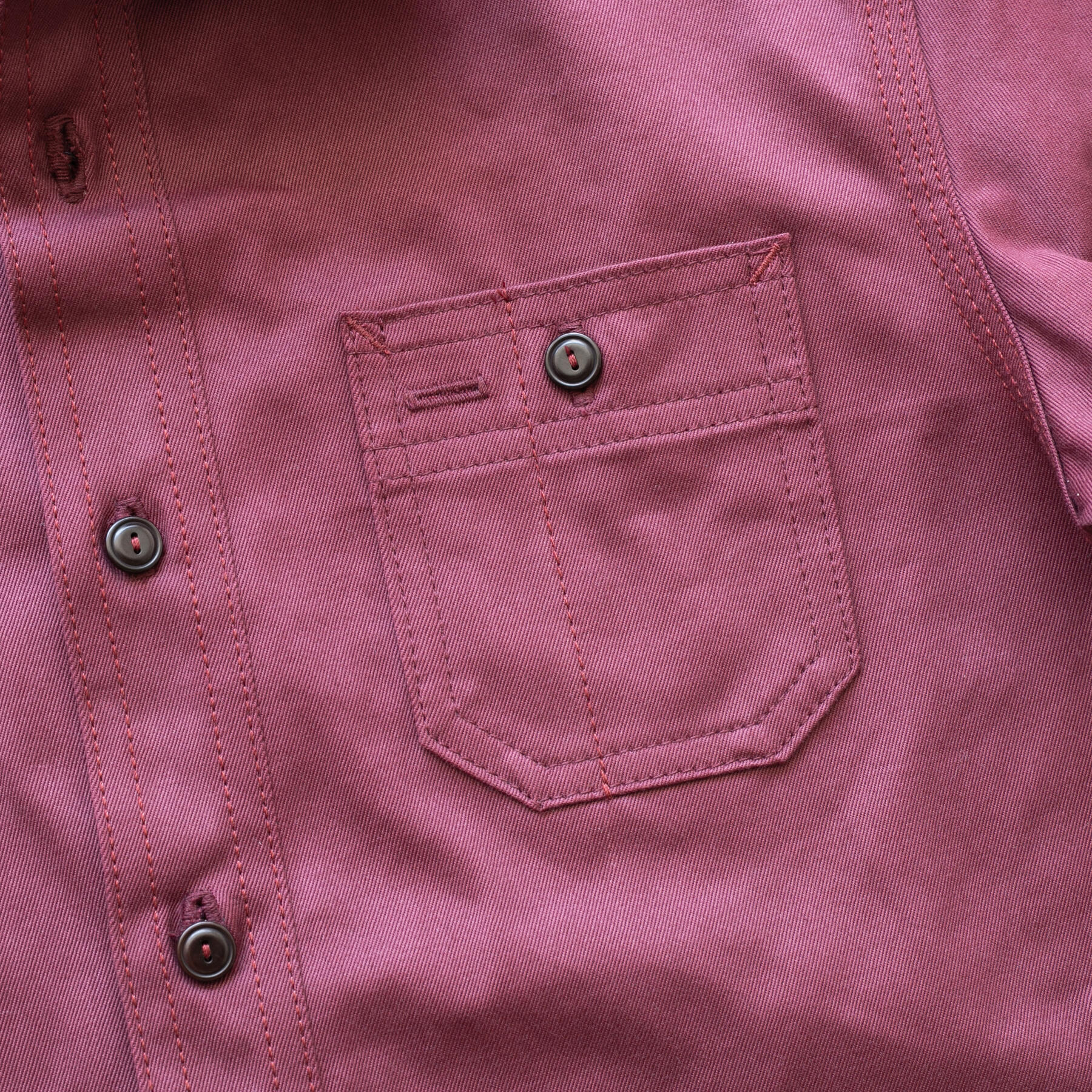 gustin #177 oxblood selvedge twill workshirt