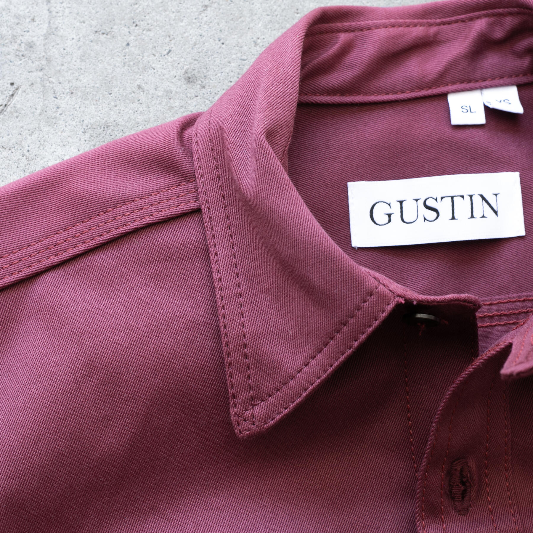 gustin #177 oxblood selvedge twill workshirt