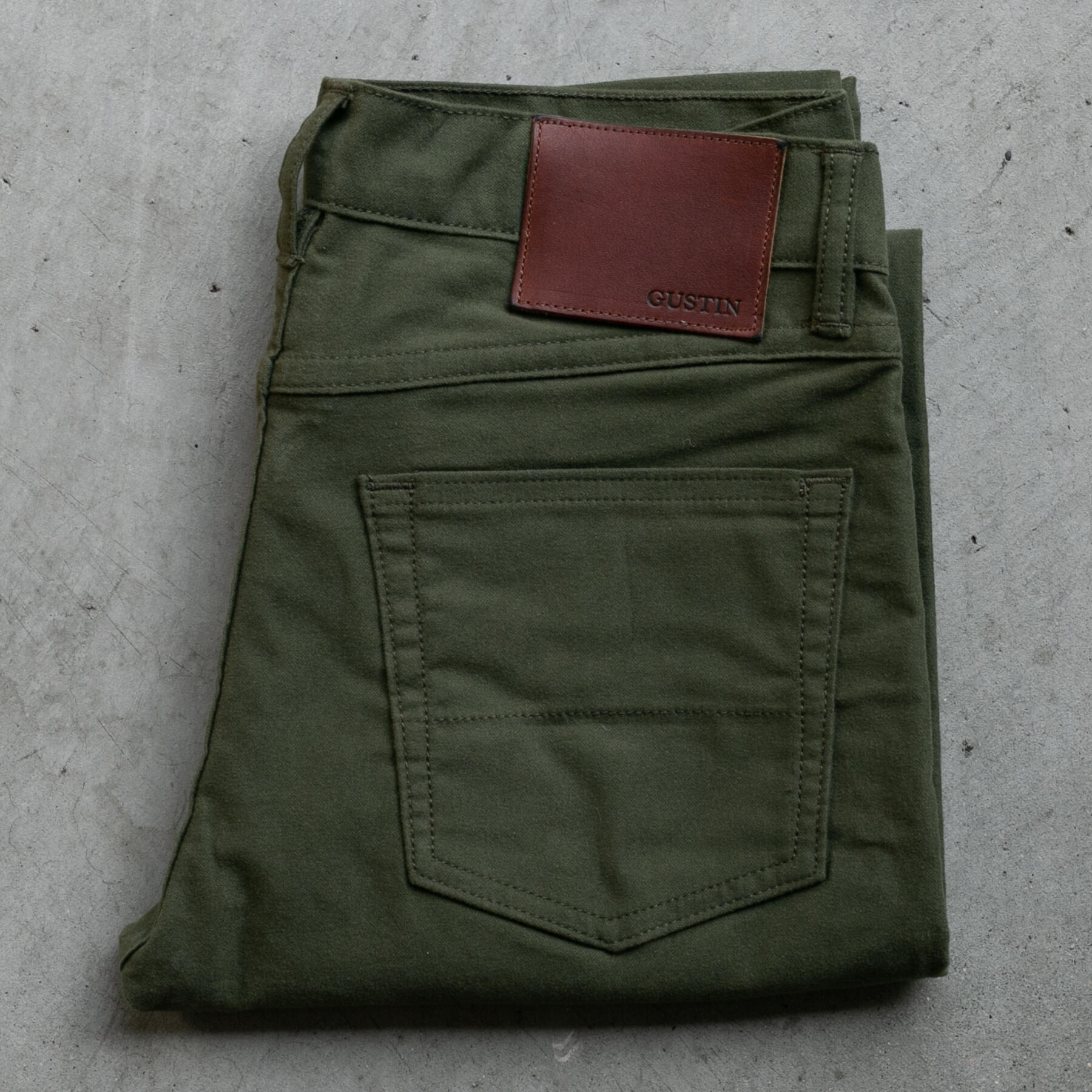 gustin #422 moleskin stretch 5 pocket - olive