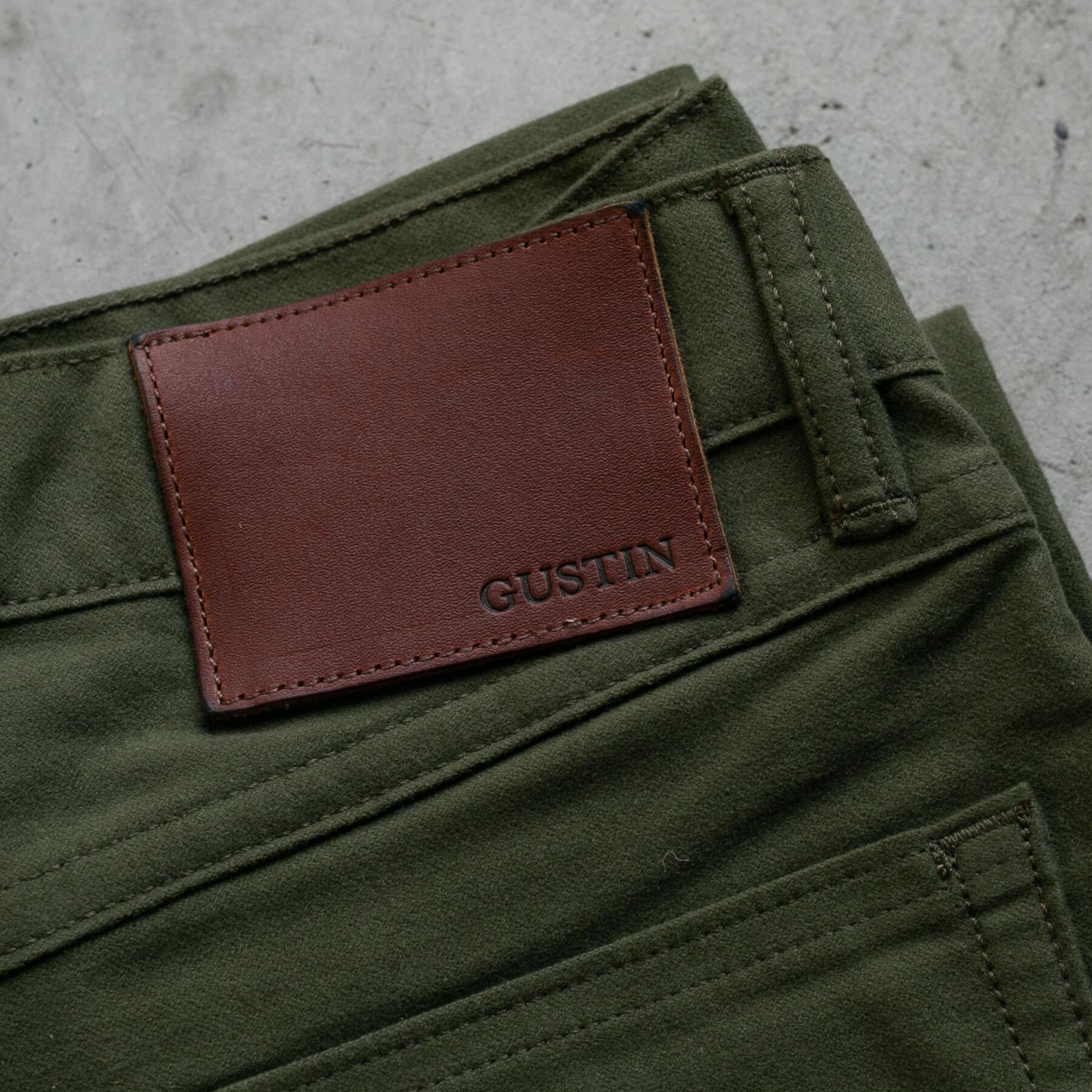 gustin #422 moleskin stretch 5 pocket - olive