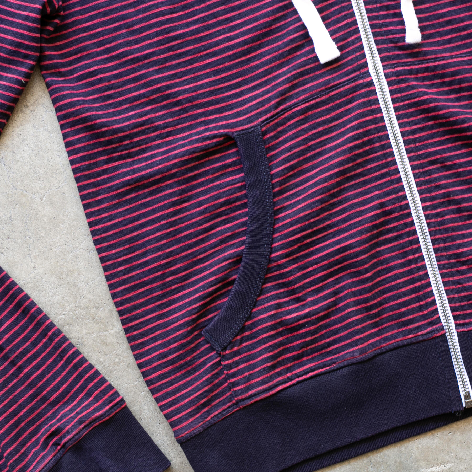 gustin overdye indigo stripe zip hoodie - red