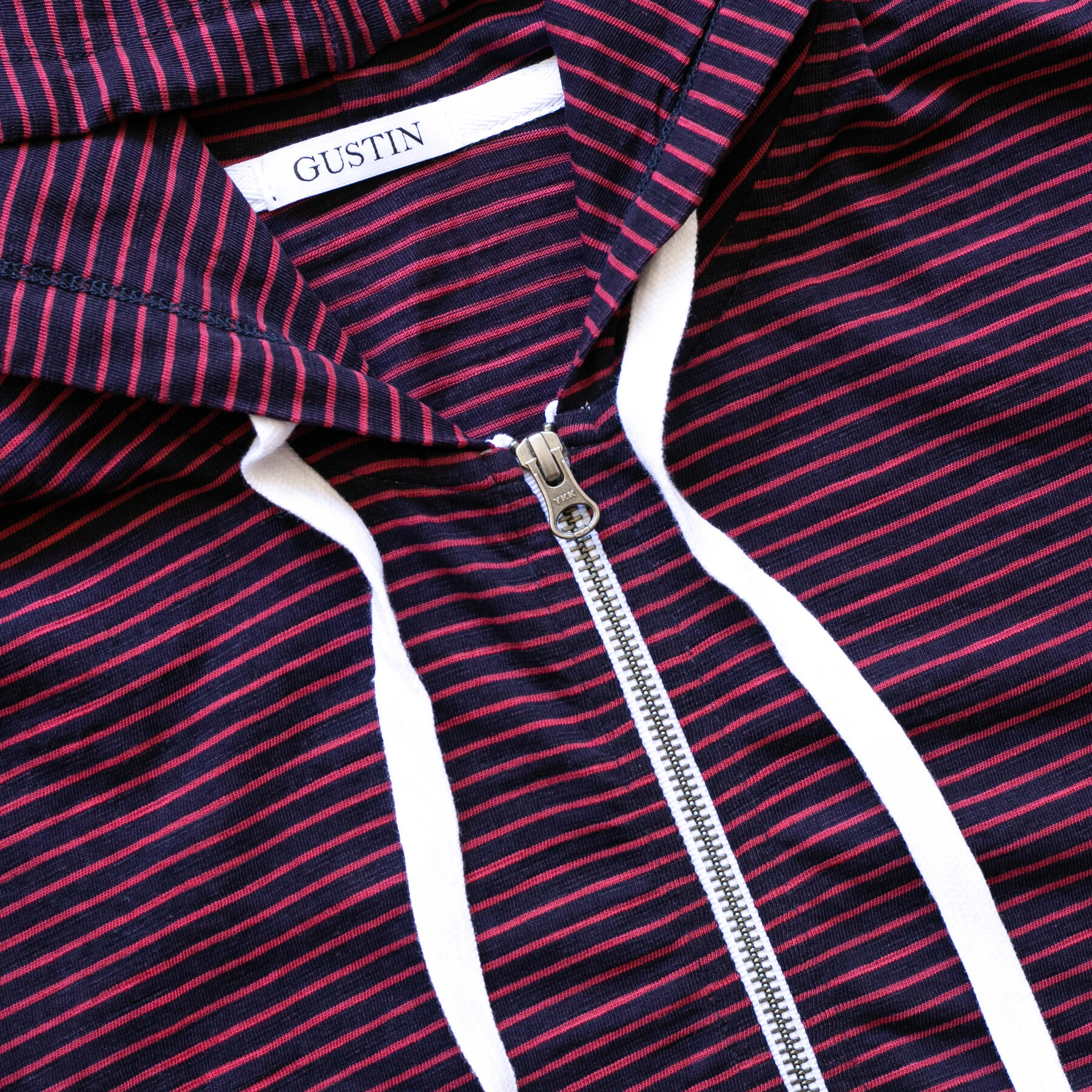 gustin overdye indigo stripe zip hoodie - red