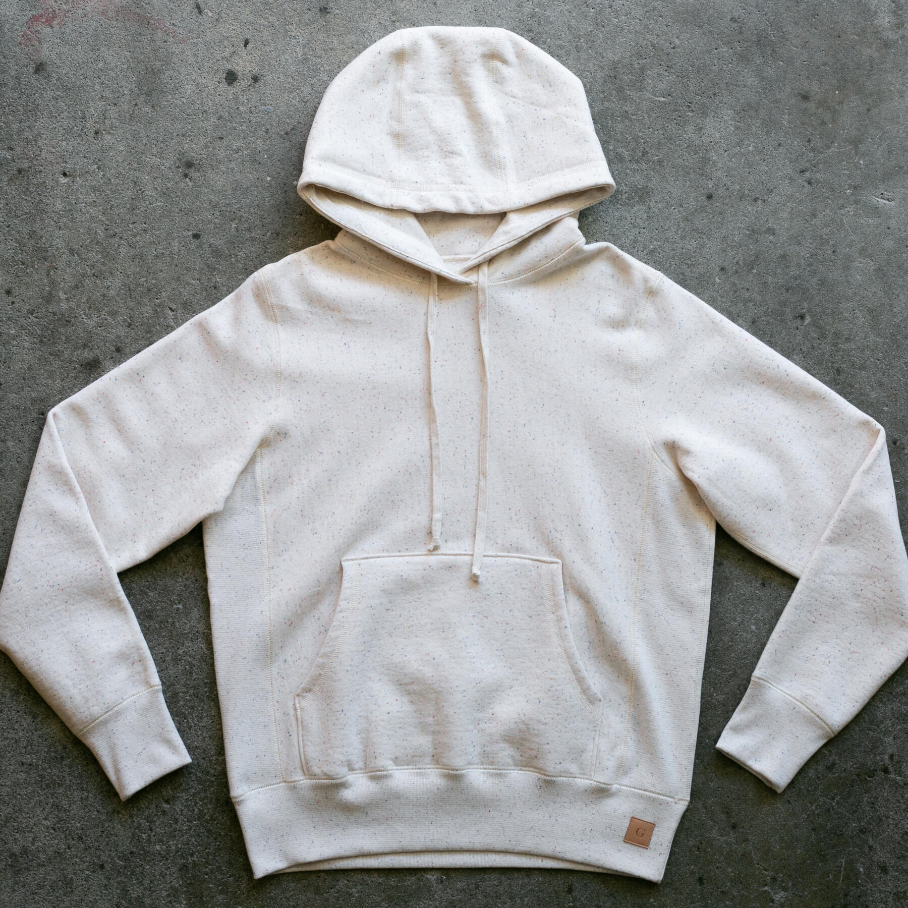 gustin vintage heavyweight pullover hoodie - natural rainbow nep