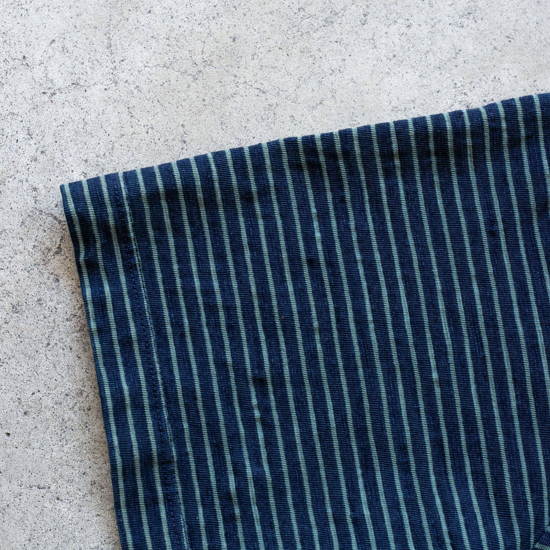 gustin overdye indigo stripe polo - forest