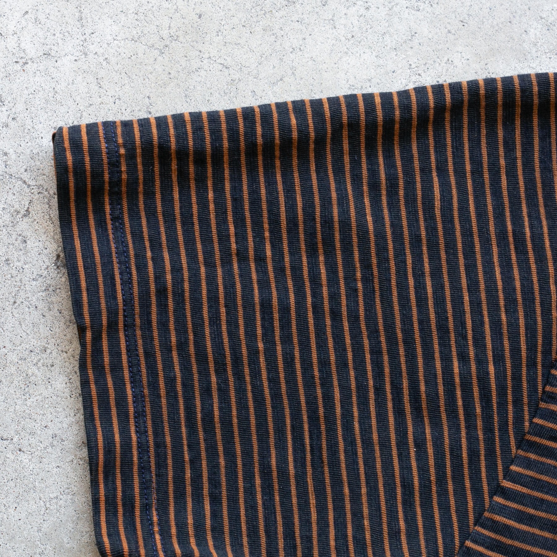 gustin overdye indigo stripe polo - burnt orange