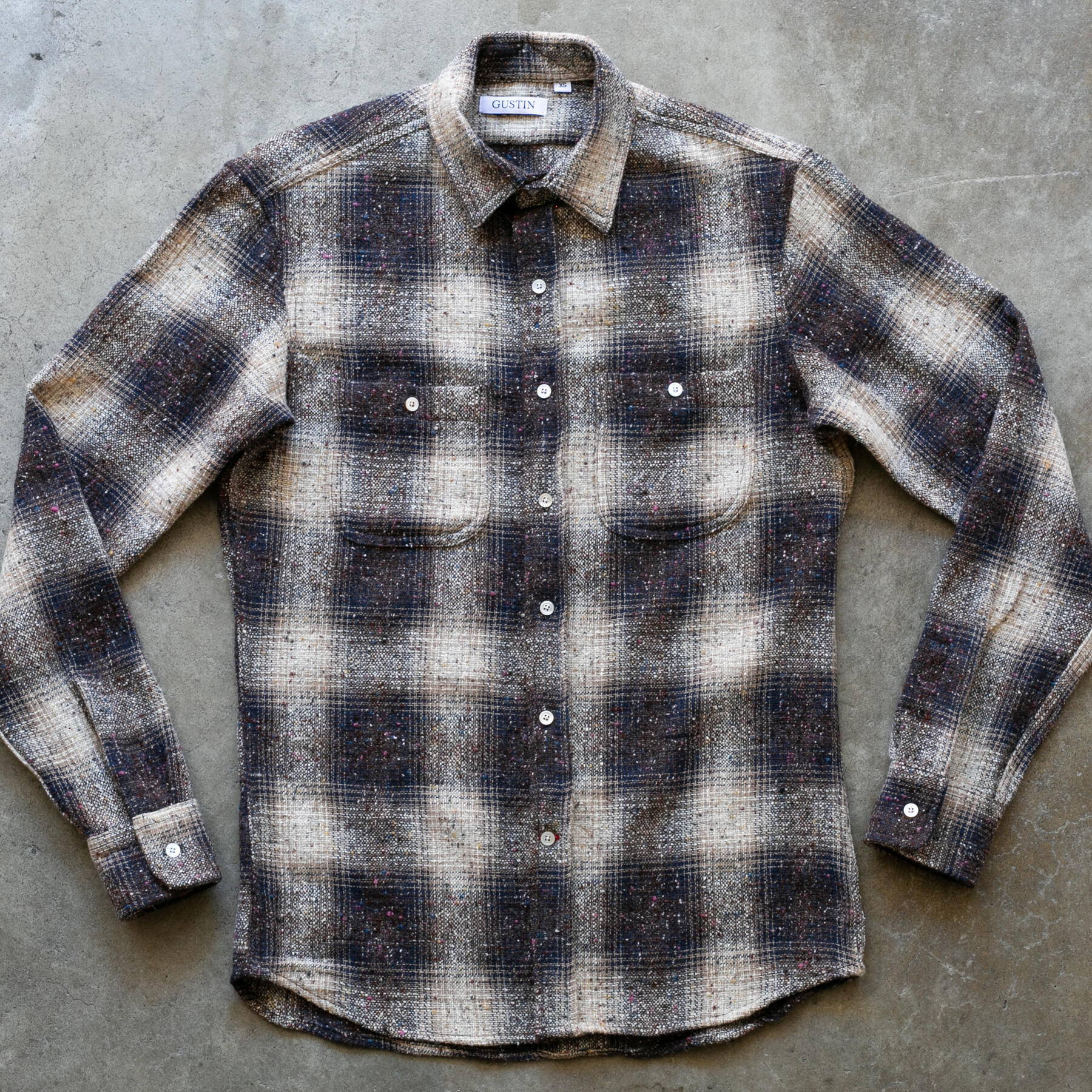 gustin #1209 rainbow nep rustic wool shirt - sand