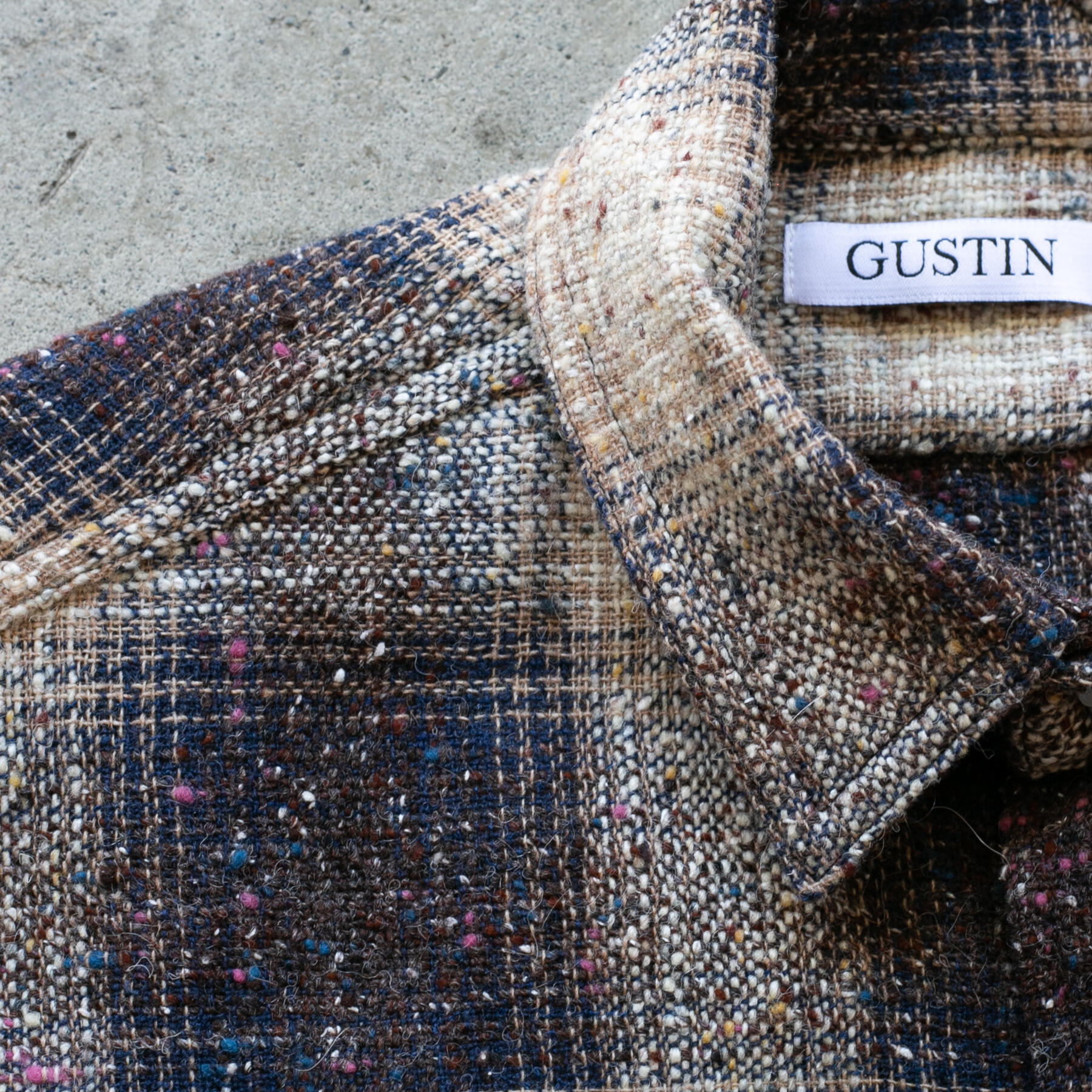 gustin #1209 rainbow nep rustic wool shirt - sand