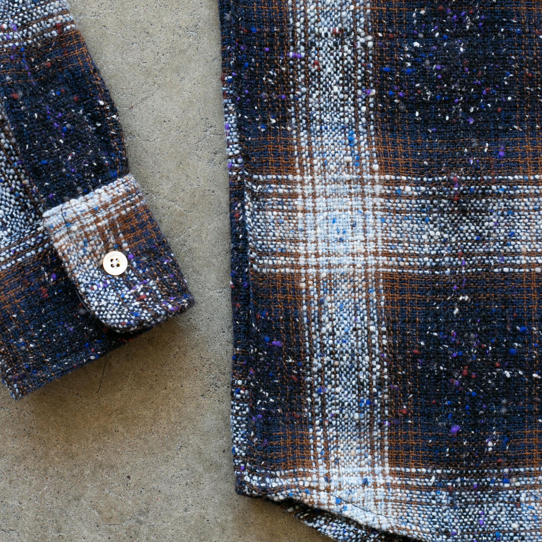 gustin #1210 rainbow nep rustic wool shirt - navy brass
