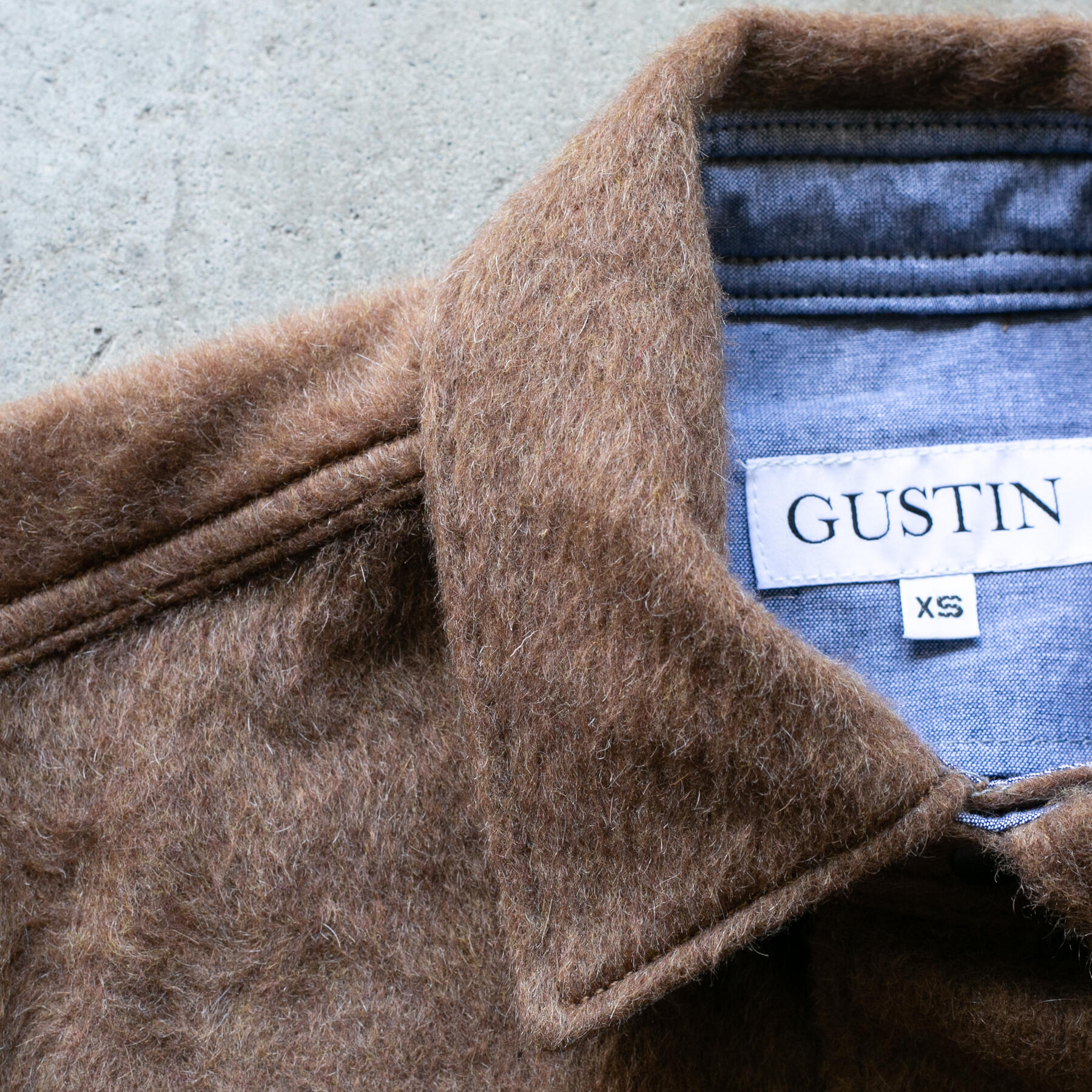gustin #35 wood brown shaggy wool cpo