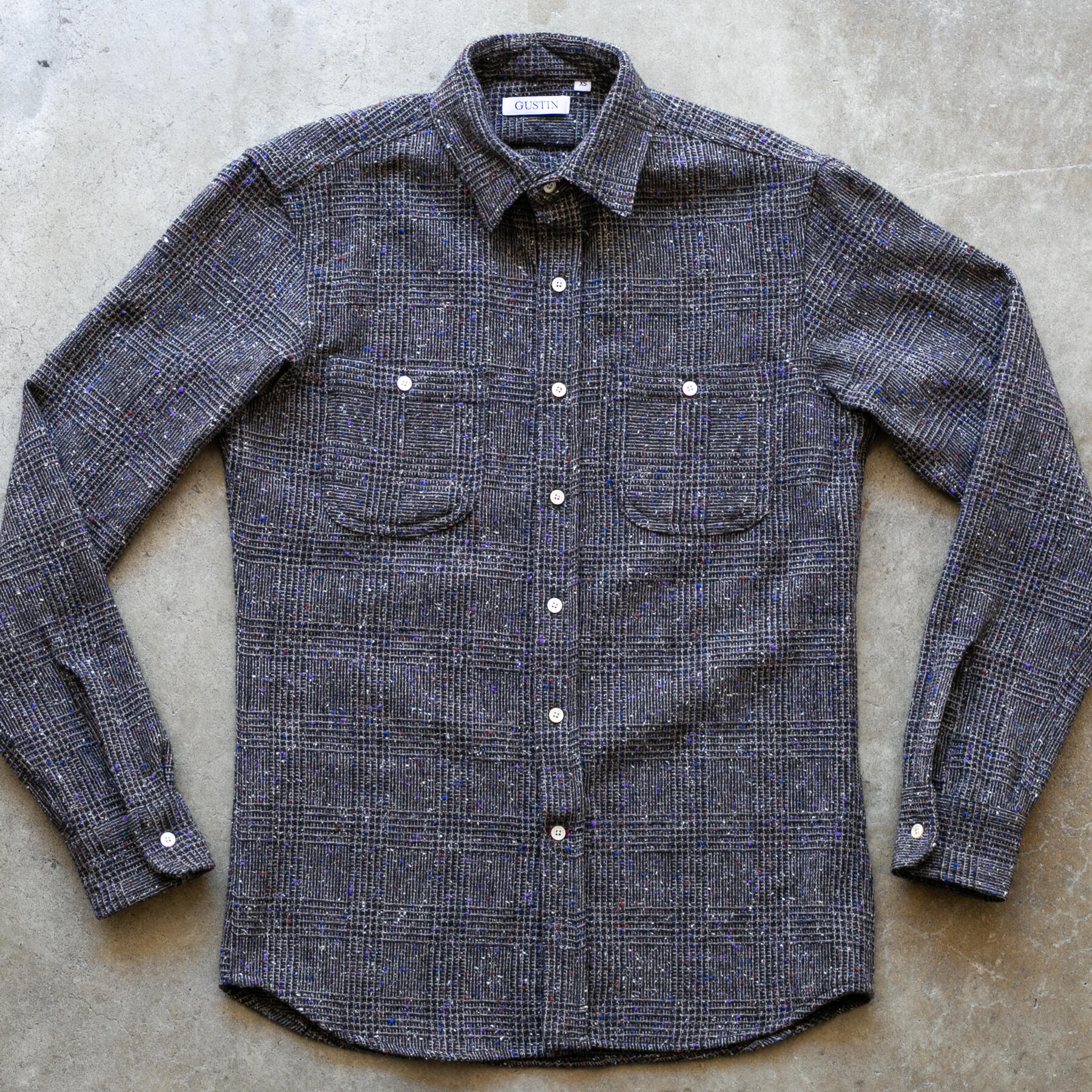 gustin #1219 rainbow nep rustic wool shirt - coal