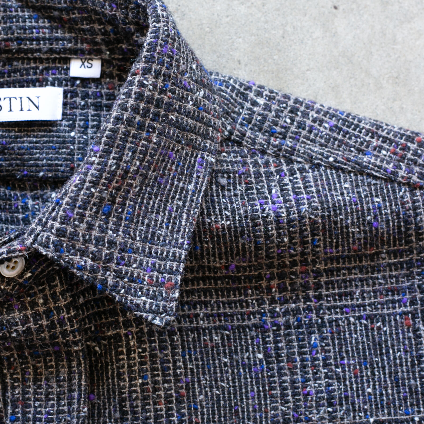 gustin #1219 rainbow nep rustic wool shirt - coal