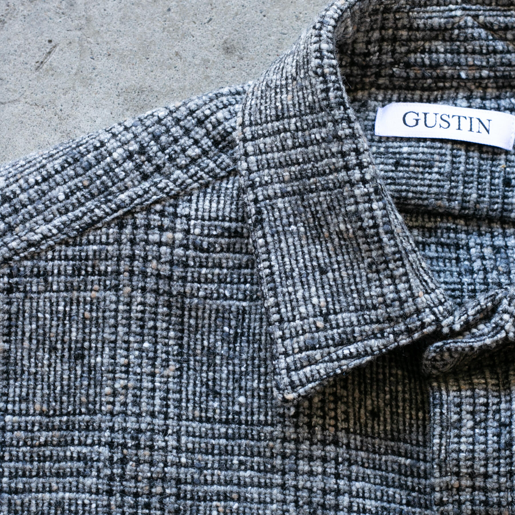 gustin #1218 rainbow nep rustic wool shirt - salt & pepper