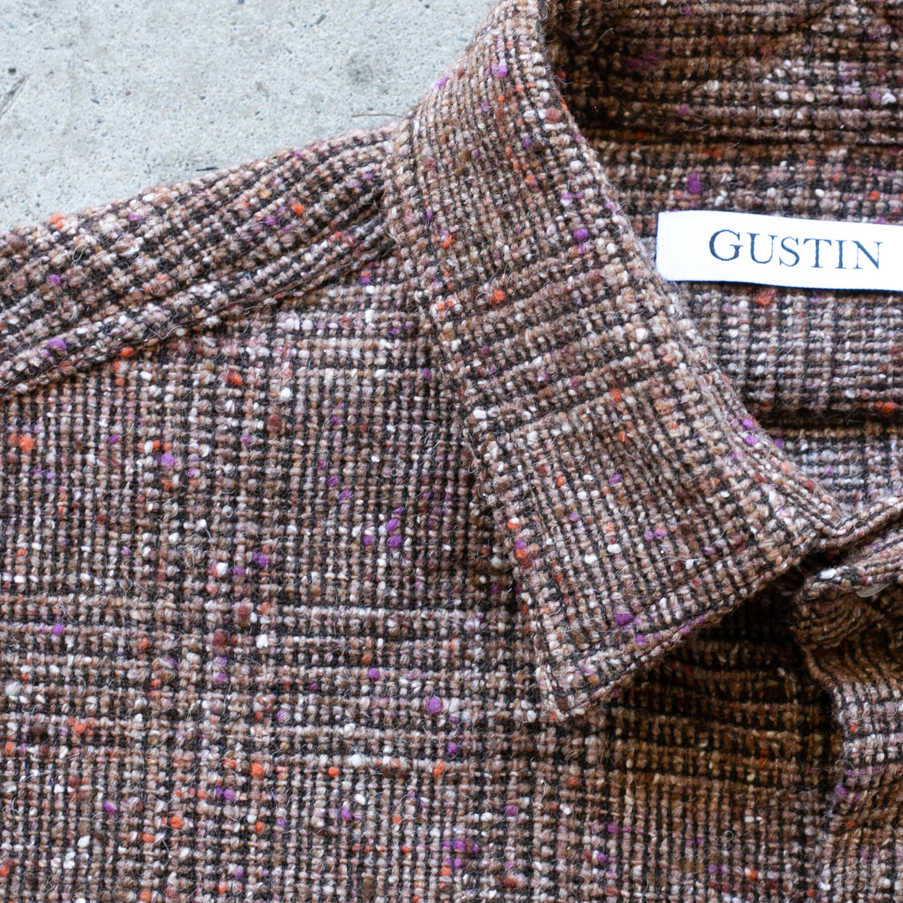 gustin #1217 rainbow nep rustic wool shirt - oak