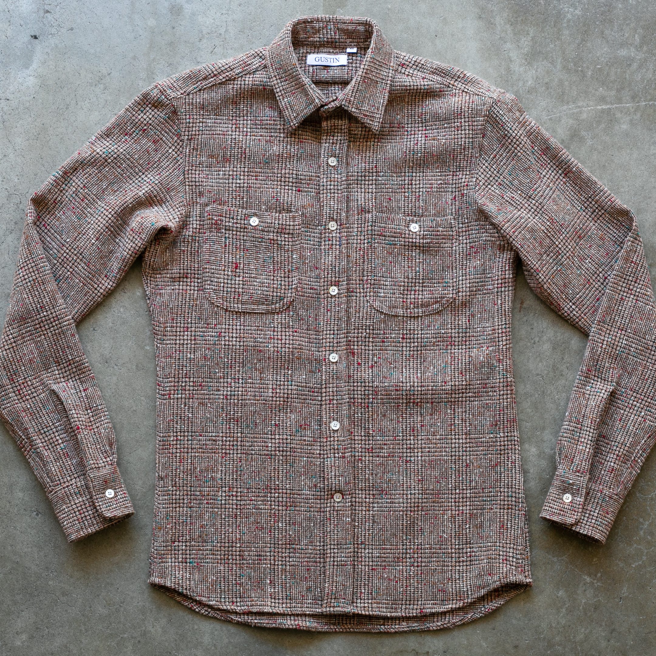 1216 Rainbow Nep Rustic Wool Shirt - Rust | Gustin | Shirts