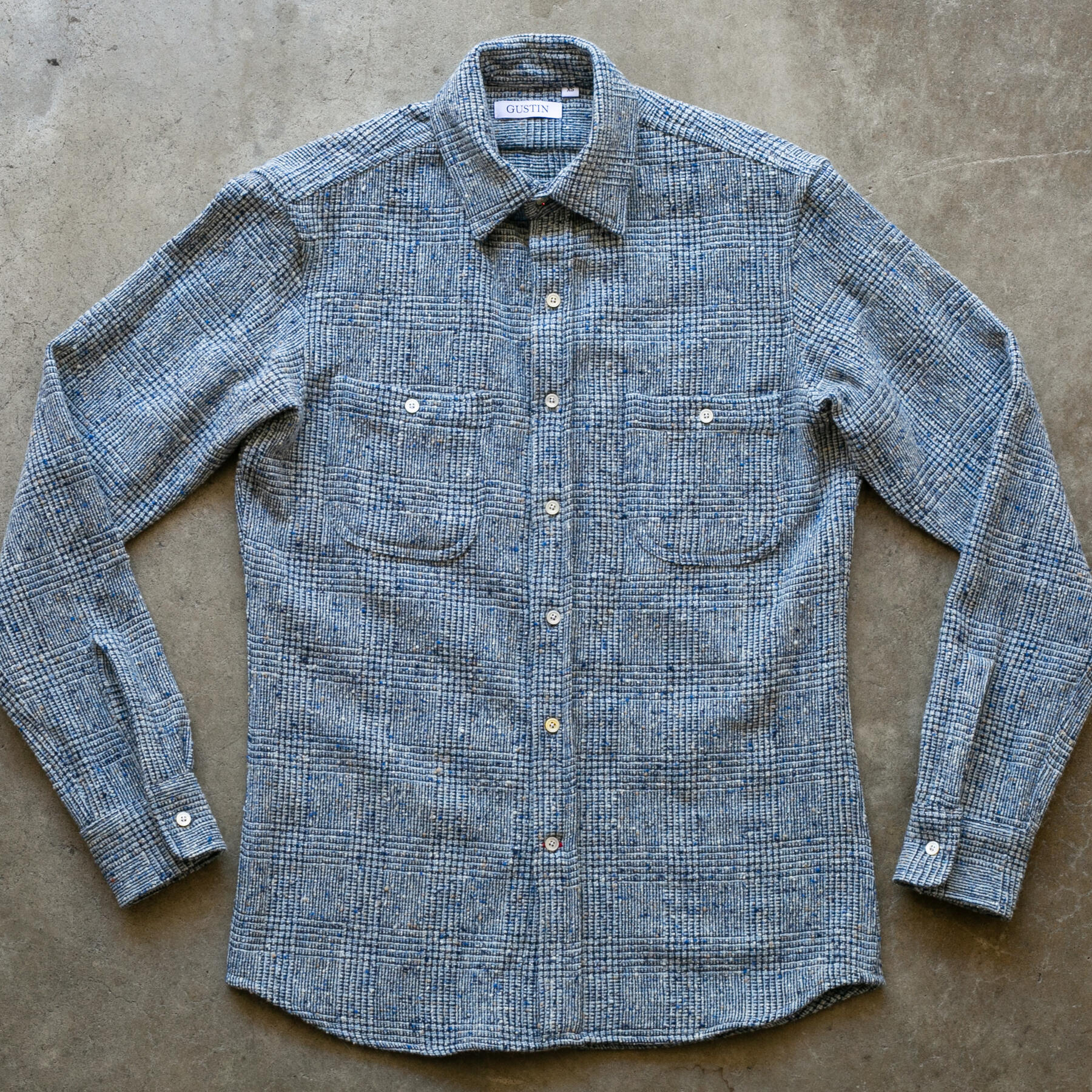 gustin #1215 rainbow nep rustic wool shirt - sky