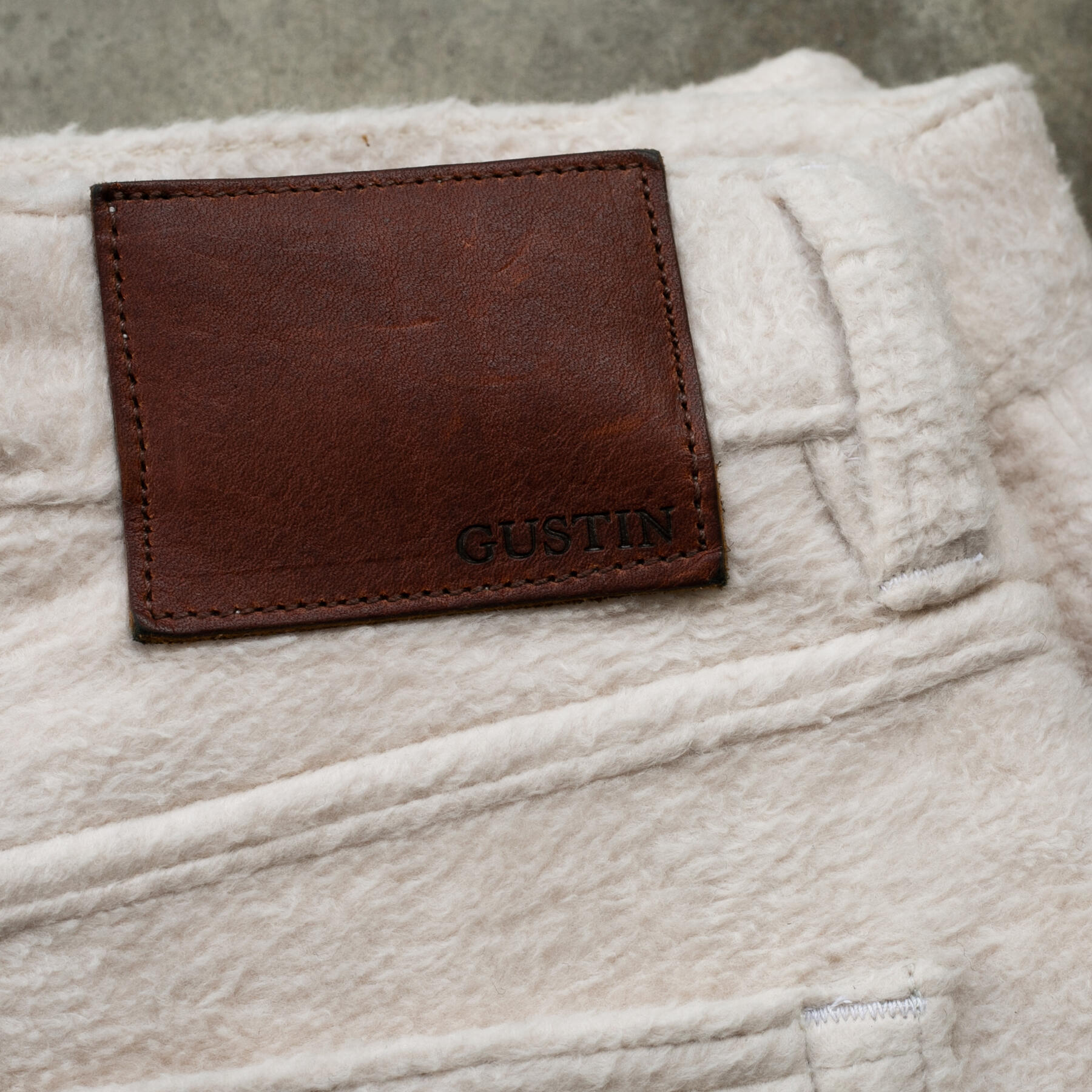 gustin #432 japan monster fleece 5 pocket - natural