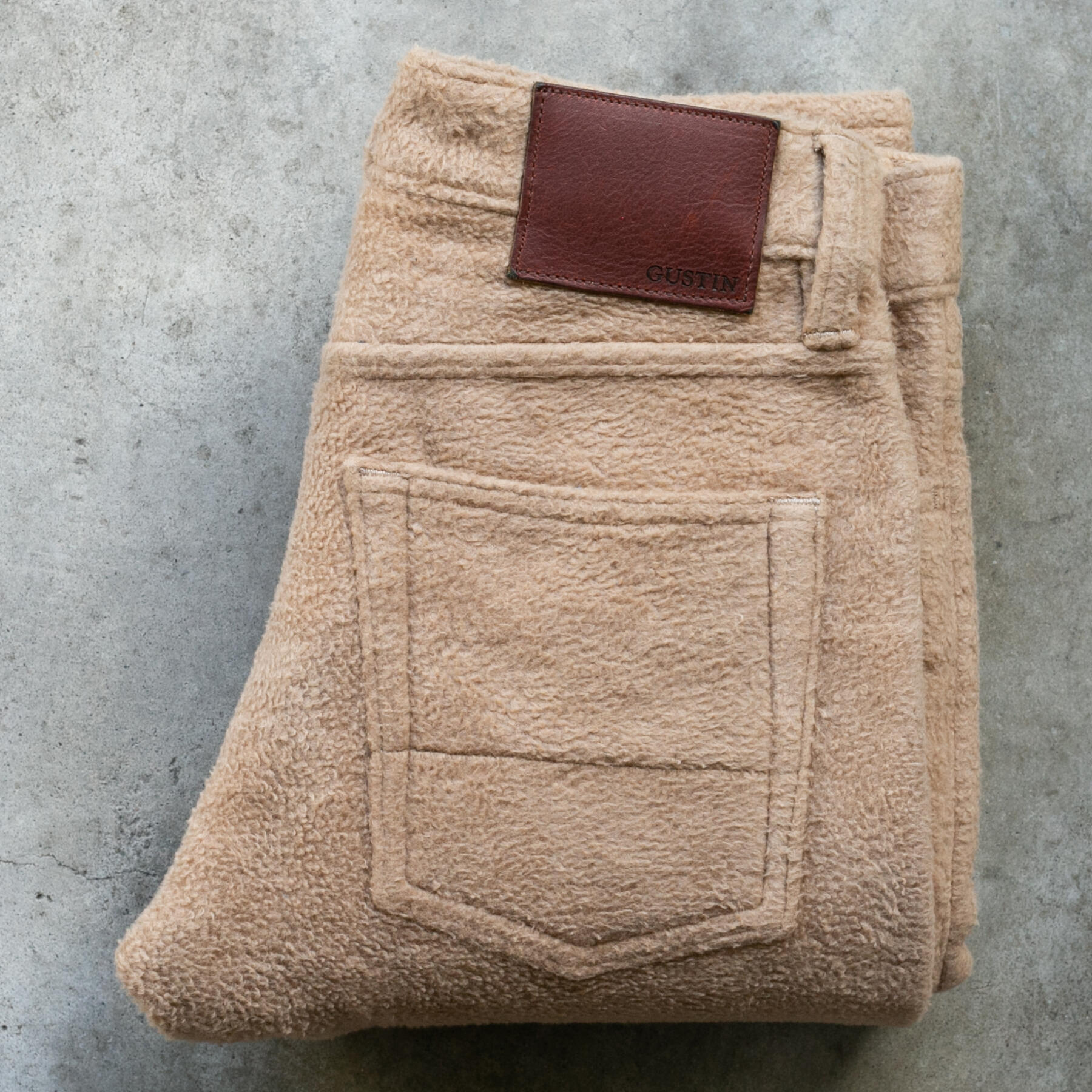 gustin #430 japan monster fleece 5 pocket - camel