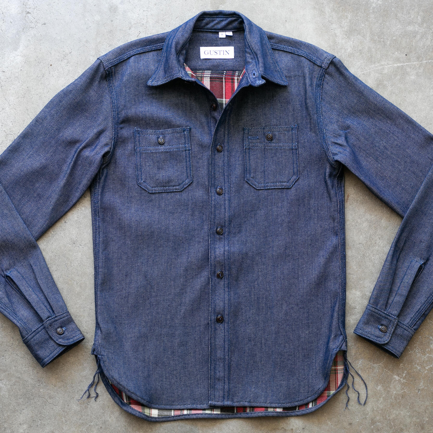 gustin #179 indigo x plaid workshirt