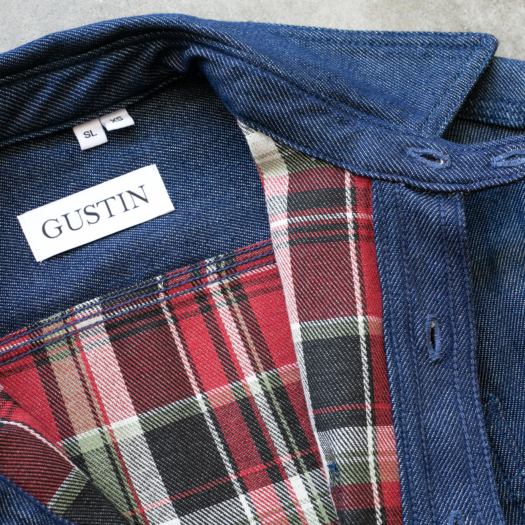 gustin #179 indigo x plaid workshirt