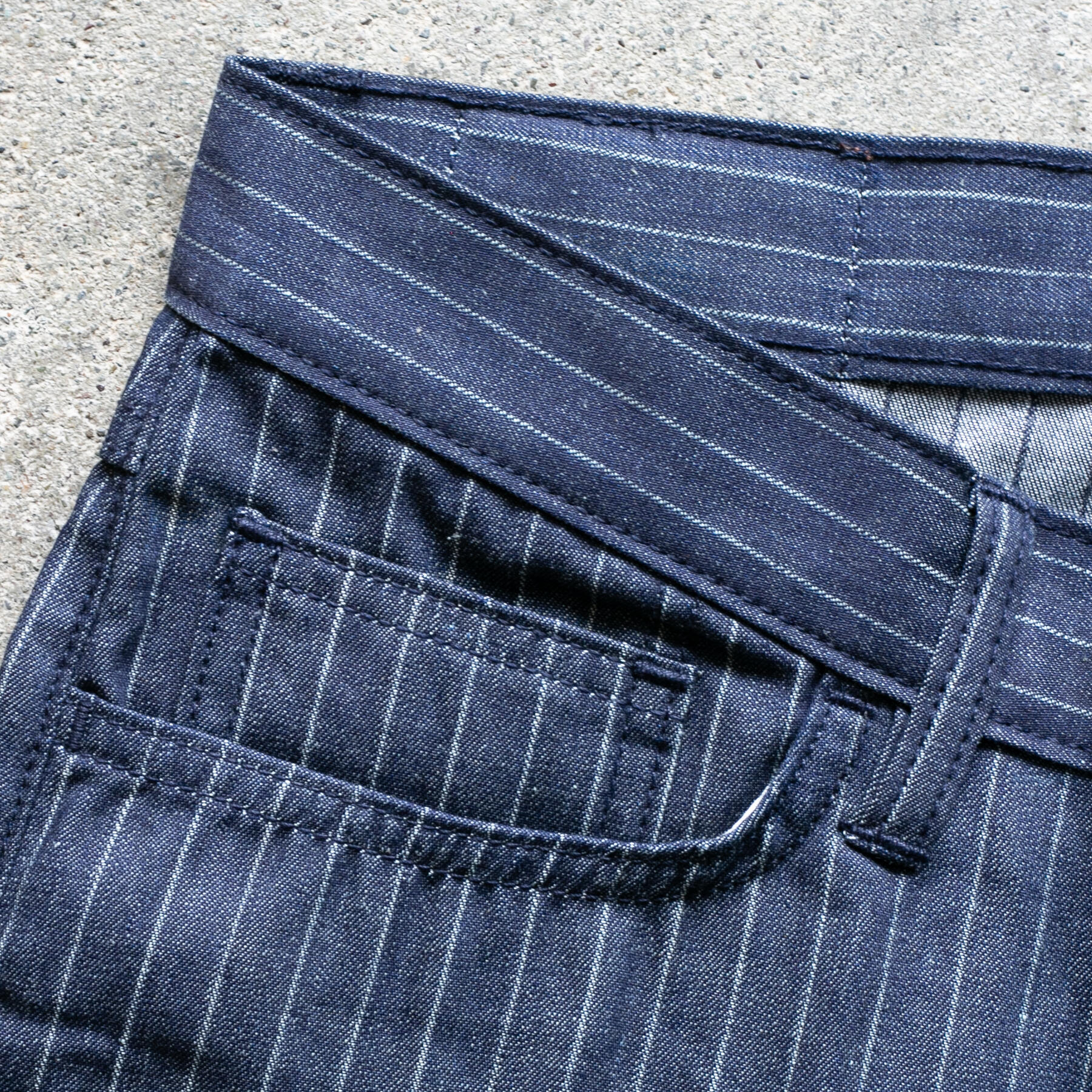 gustin #451 indigo pinstripe chambray 5 pocket