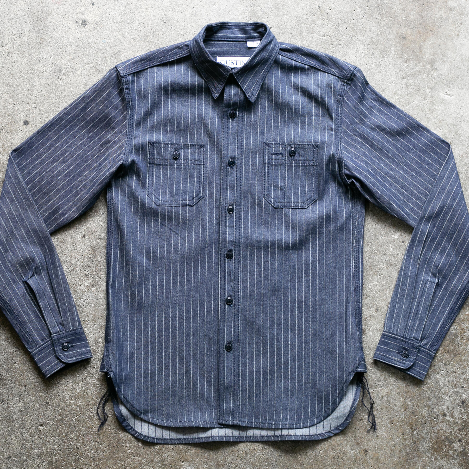 gustin #180 indigo pinstripe chambray workshirt