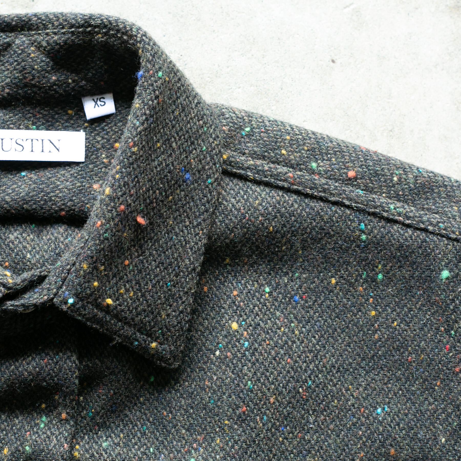 gustin #1280 rainbow nep rustic wool shirt - dark olive