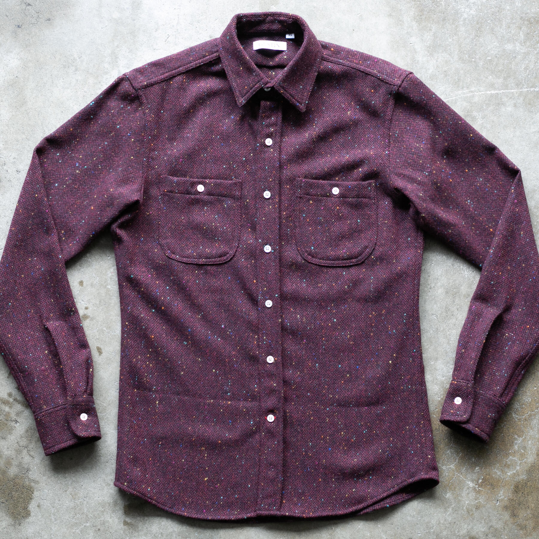 gustin #1279 rainbow nep rustic wool shirt - oxblood