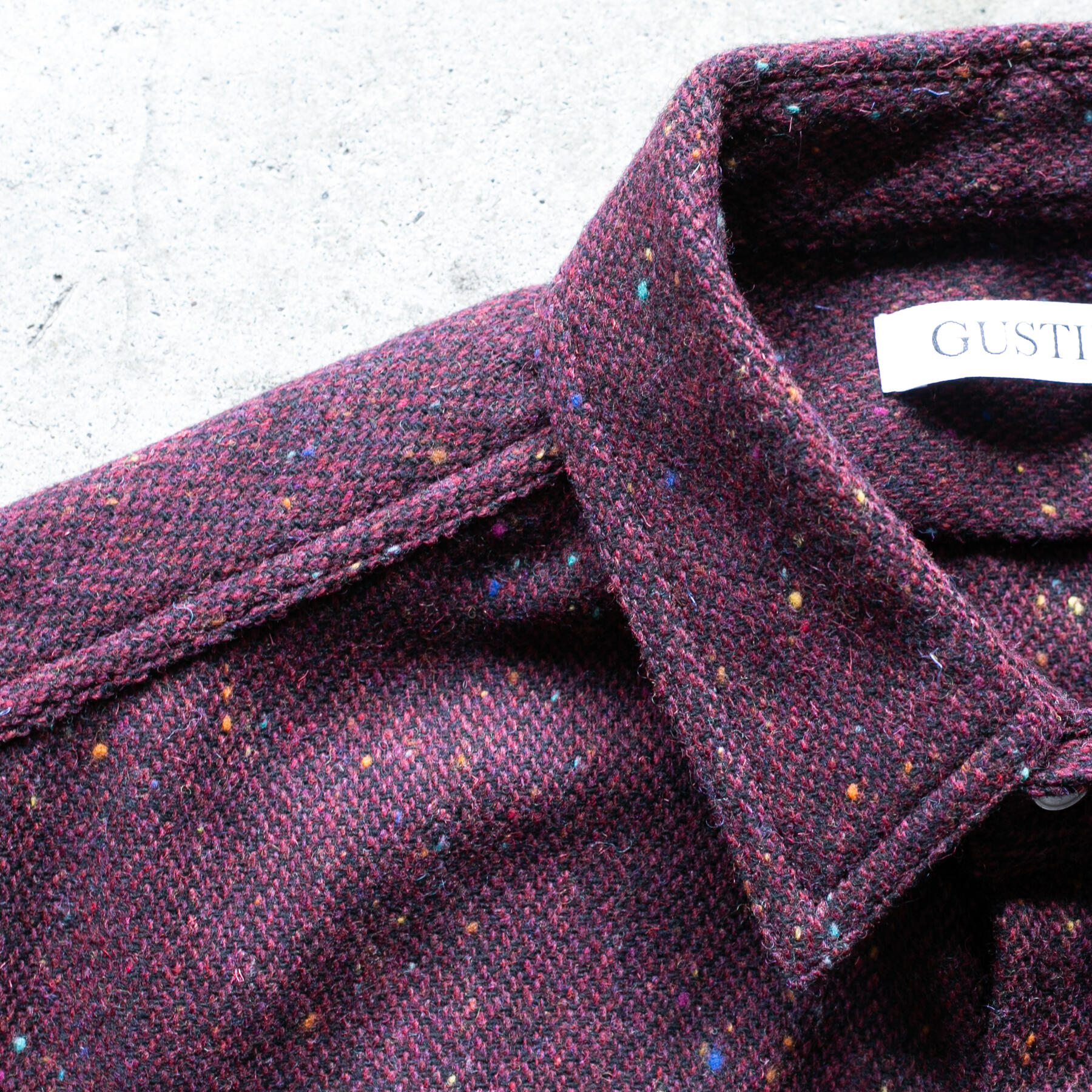 gustin #1279 rainbow nep rustic wool shirt - oxblood
