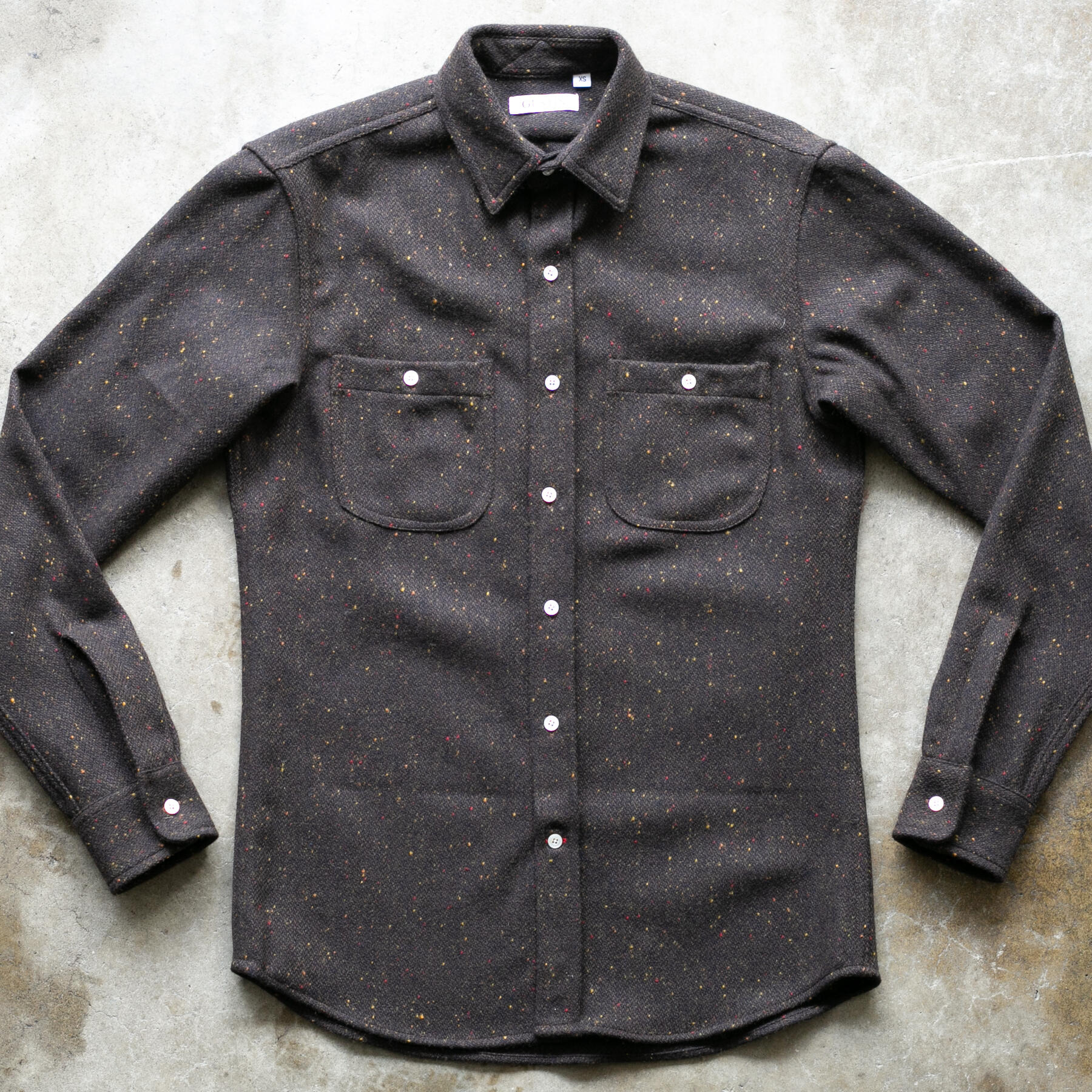 gustin #1281 rainbow nep rustic wool shirt - dark oak