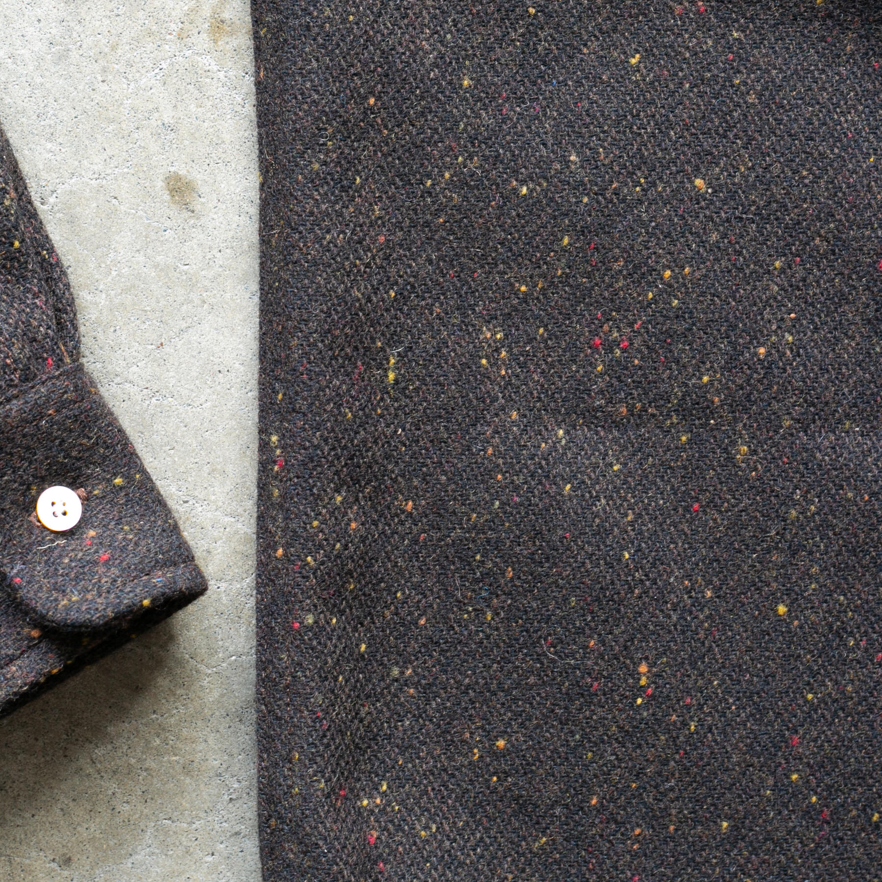 gustin #1281 rainbow nep rustic wool shirt - dark oak