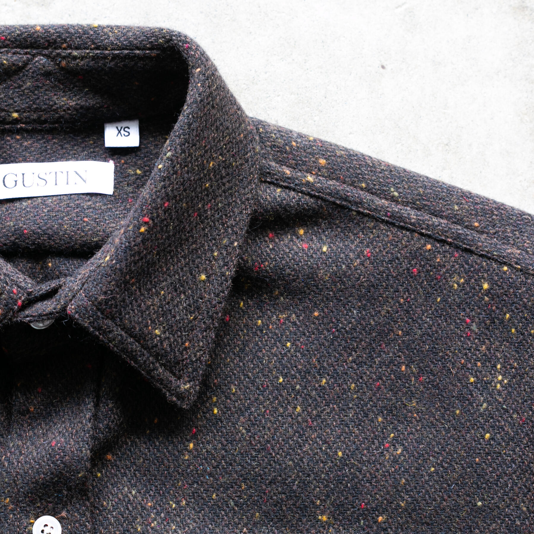 gustin #1281 rainbow nep rustic wool shirt - dark oak