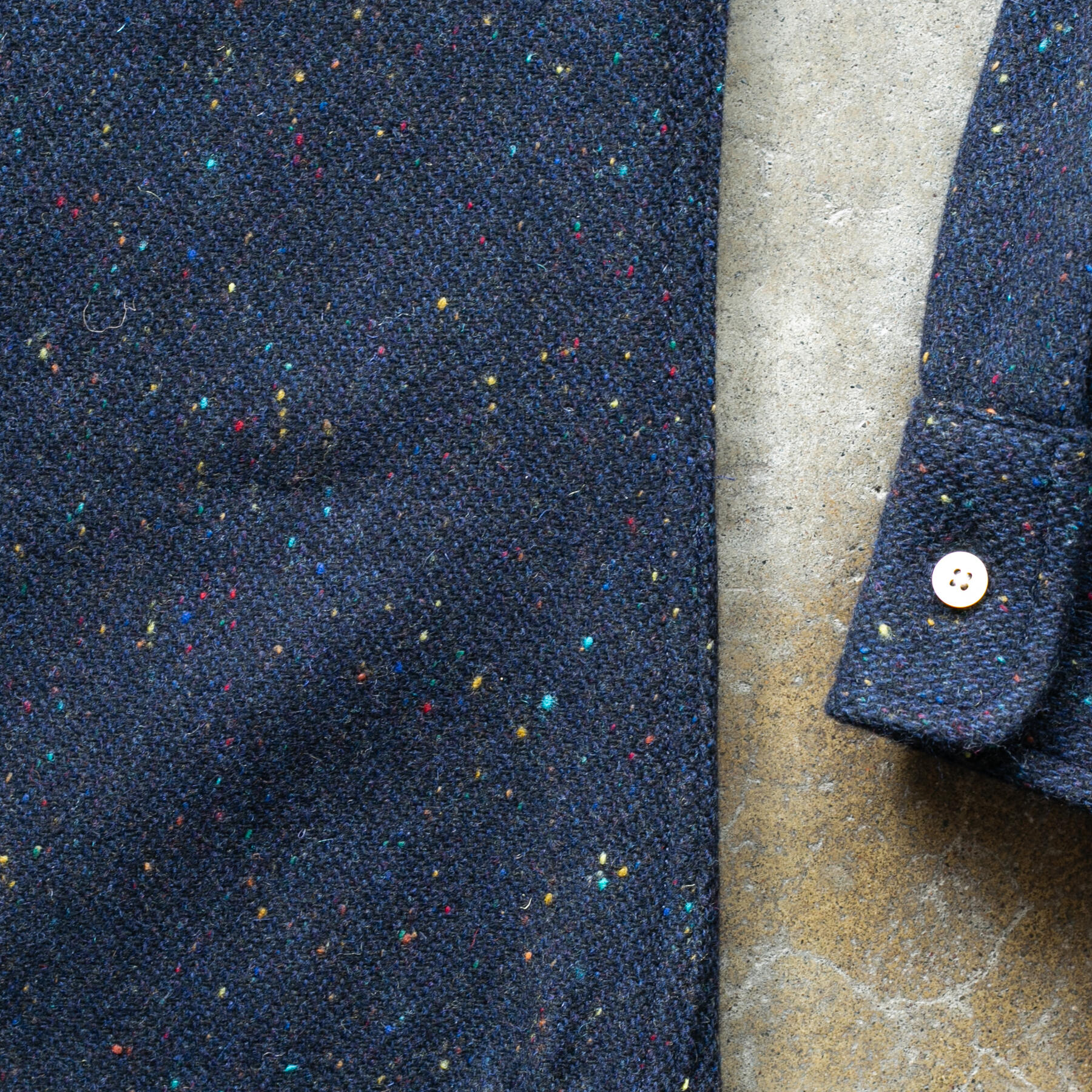 gustin #1282 rainbow nep rustic wool shirt - navy