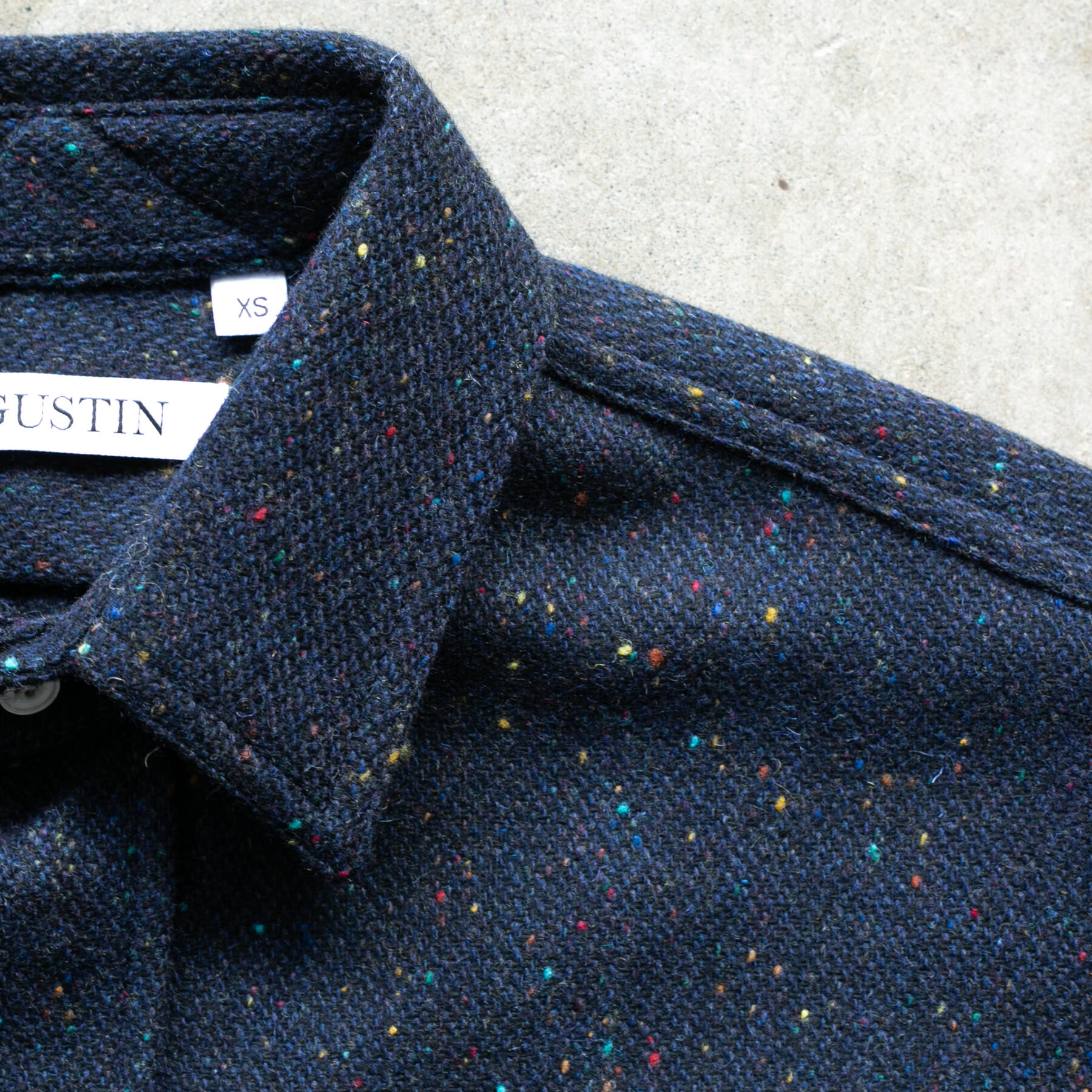 gustin #1282 rainbow nep rustic wool shirt - navy