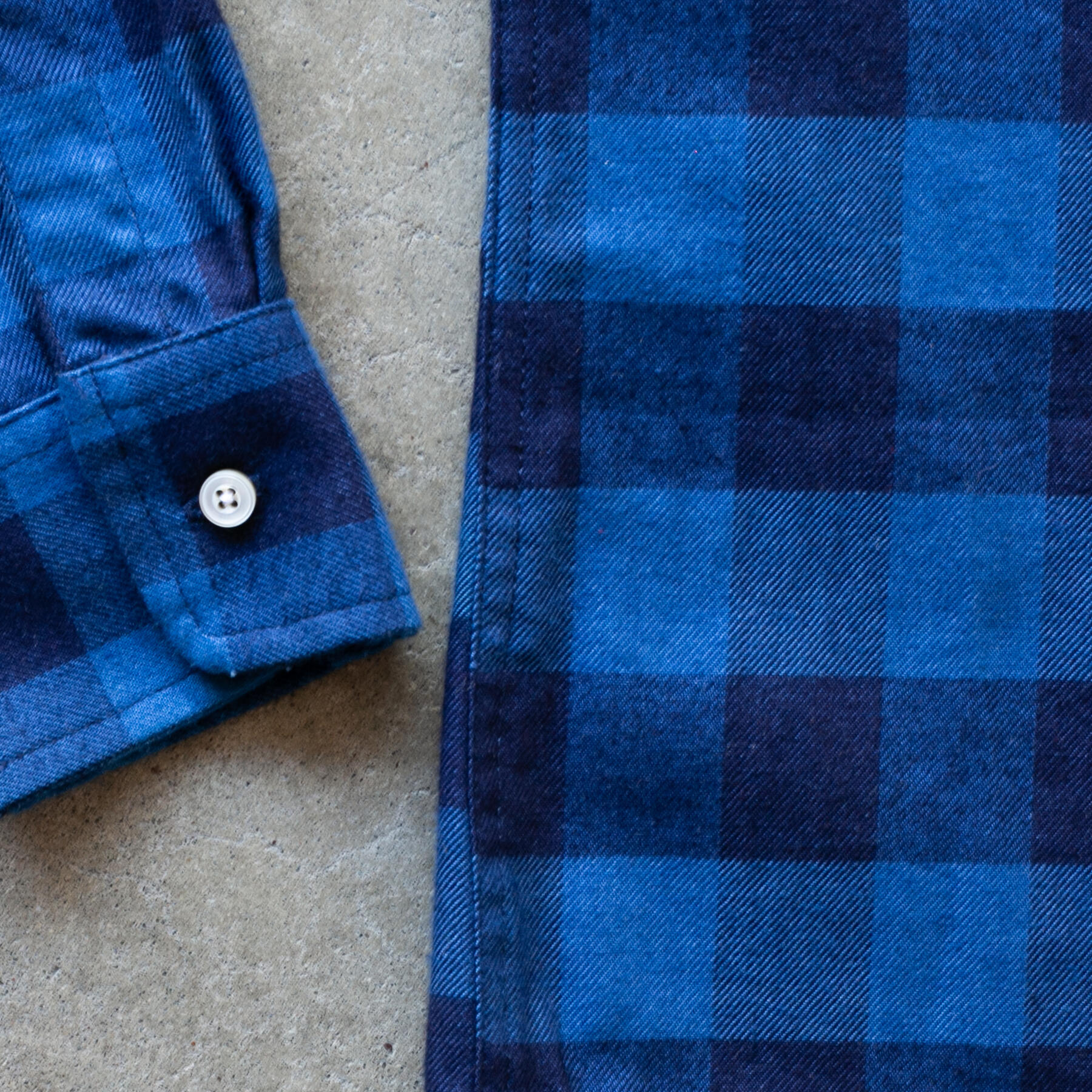 gustin #1283 indigo dye flannel check - dark x cobalt