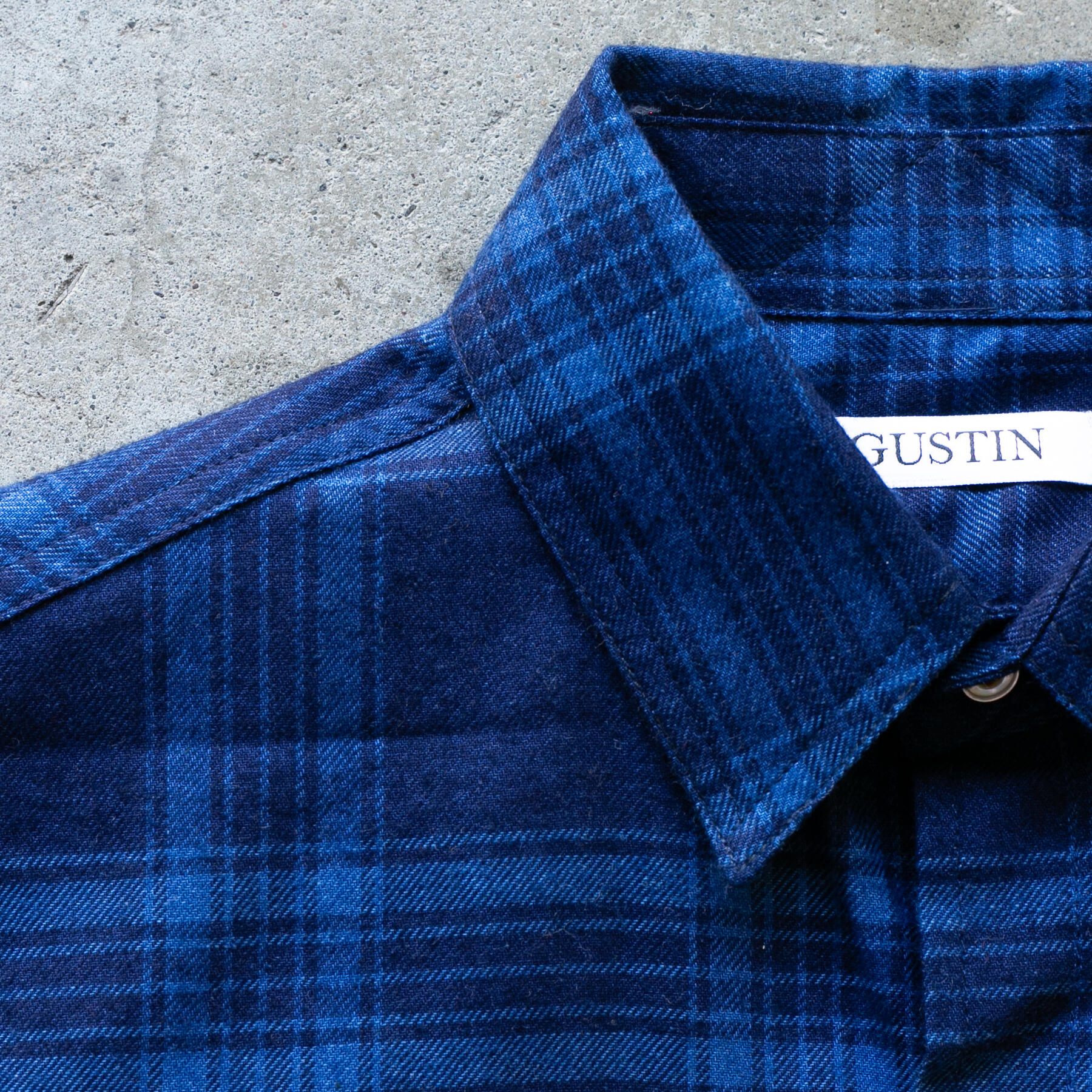 gustin #1284 indigo dye flannel plaid - dark x cobalt