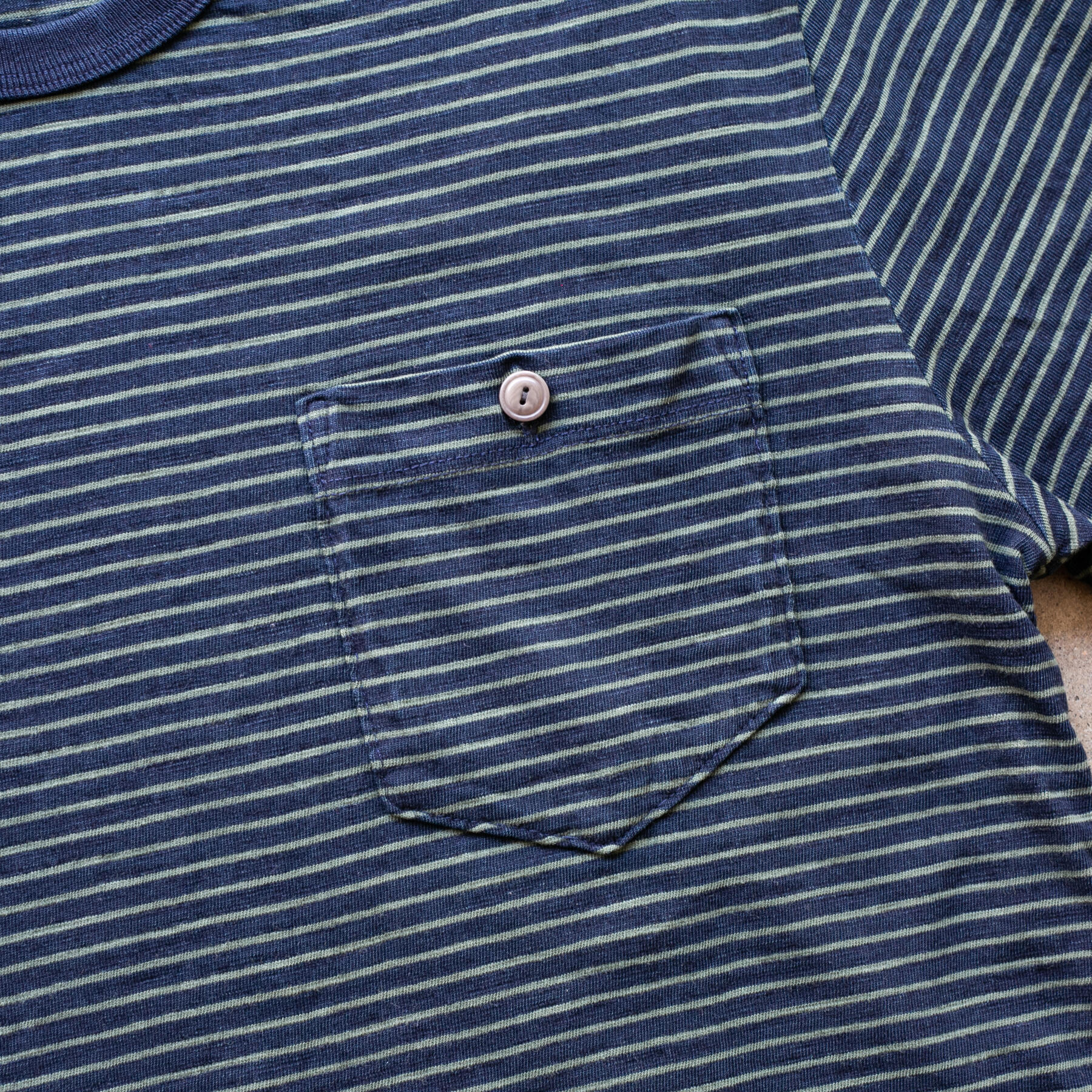 gustin overdye indigo stripe pocket t-shirt 3 pack