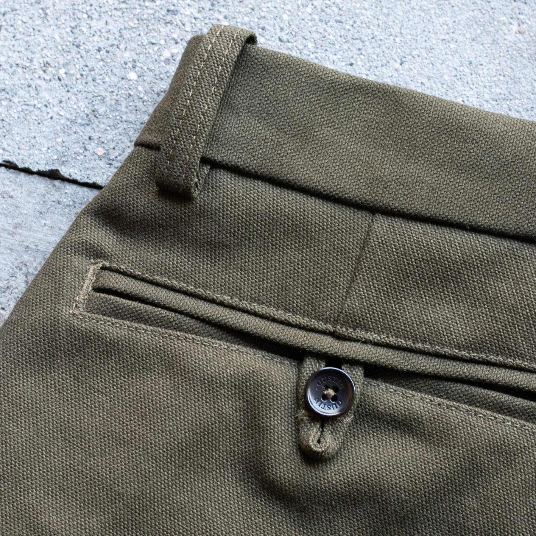 gustin army green duck canvas chino