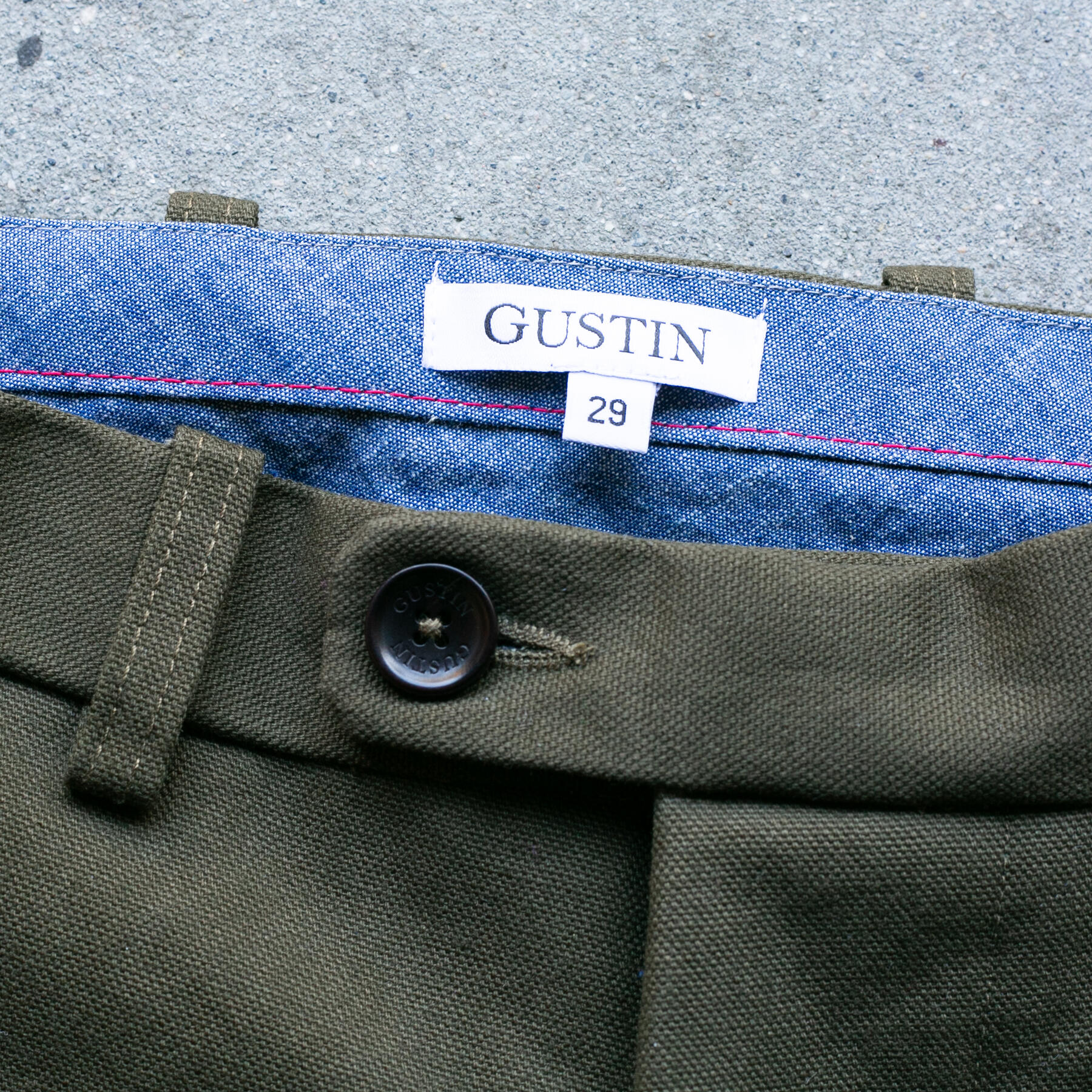 gustin army green duck canvas chino