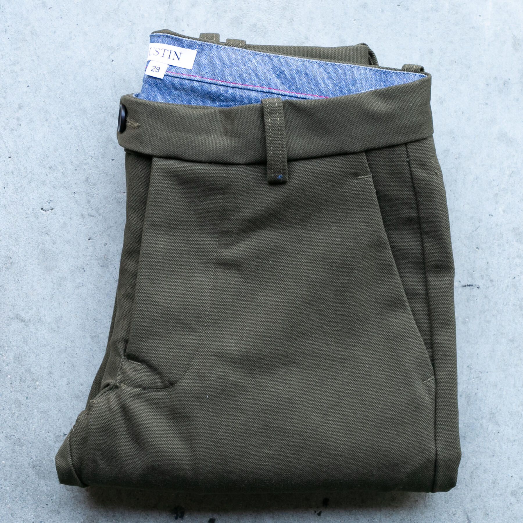 gustin army green duck canvas chino