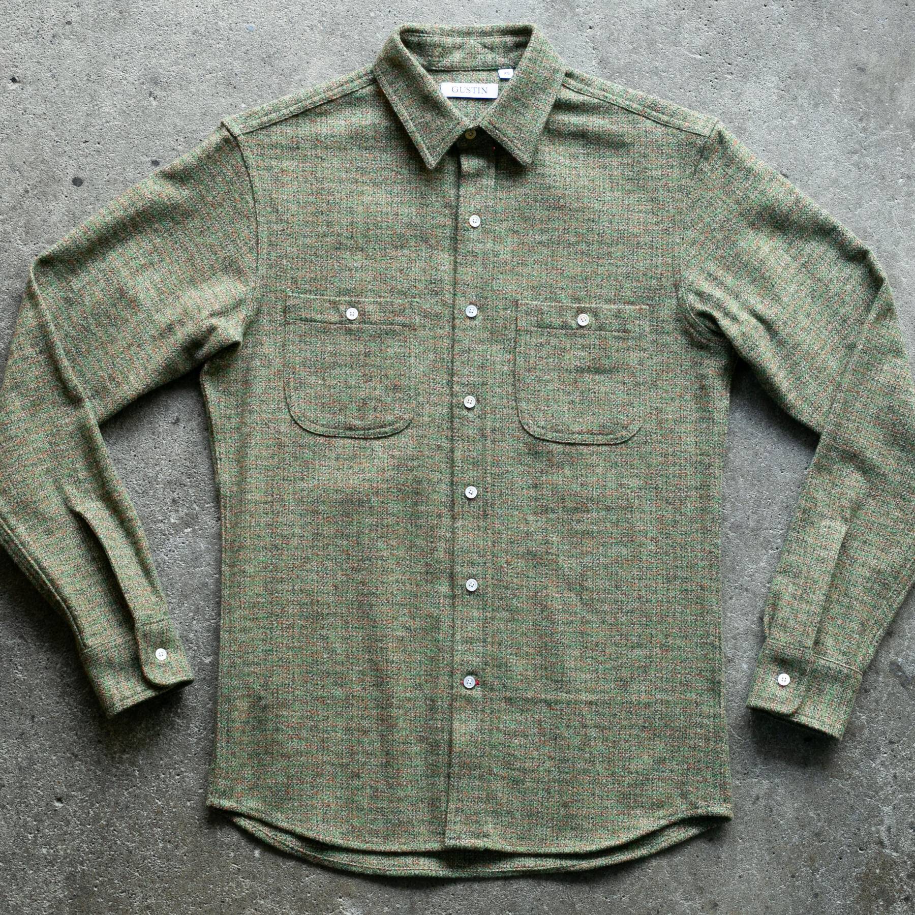 gustin #1295 electric homespun shirt - moss