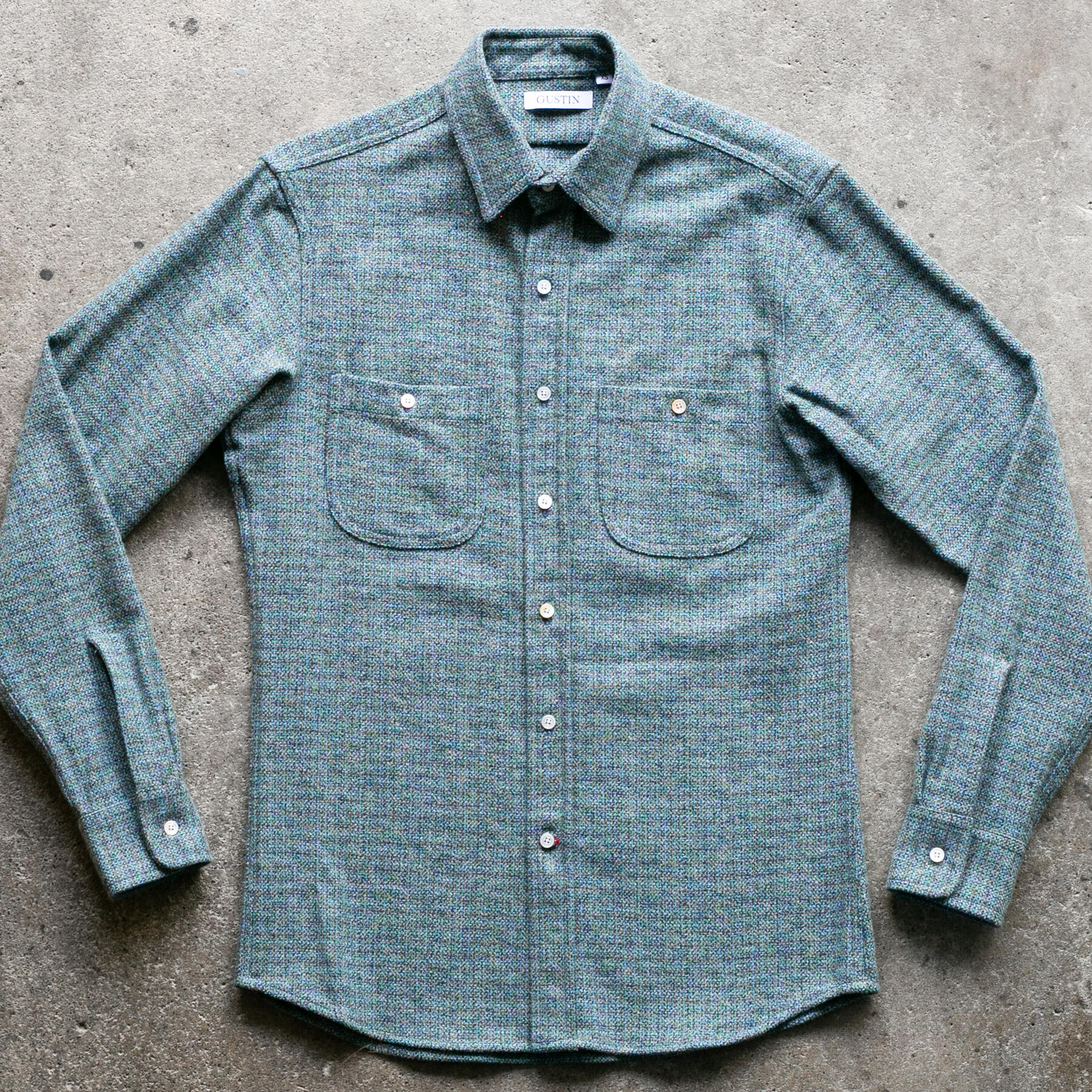 gustin #1296 electric homespun shirt - ocean