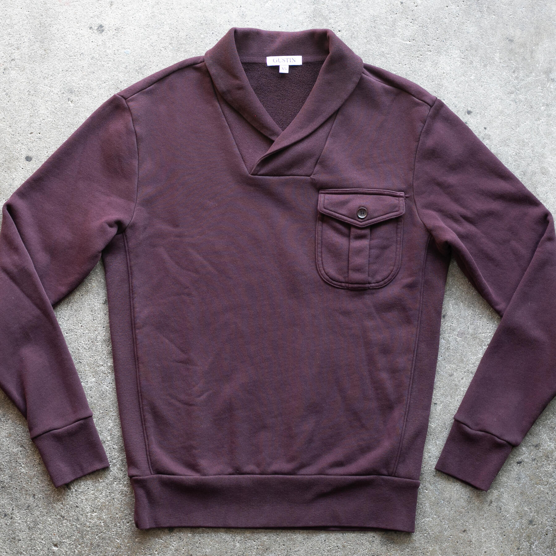 gustin pocket shawl collar sweatshirt - oxblood