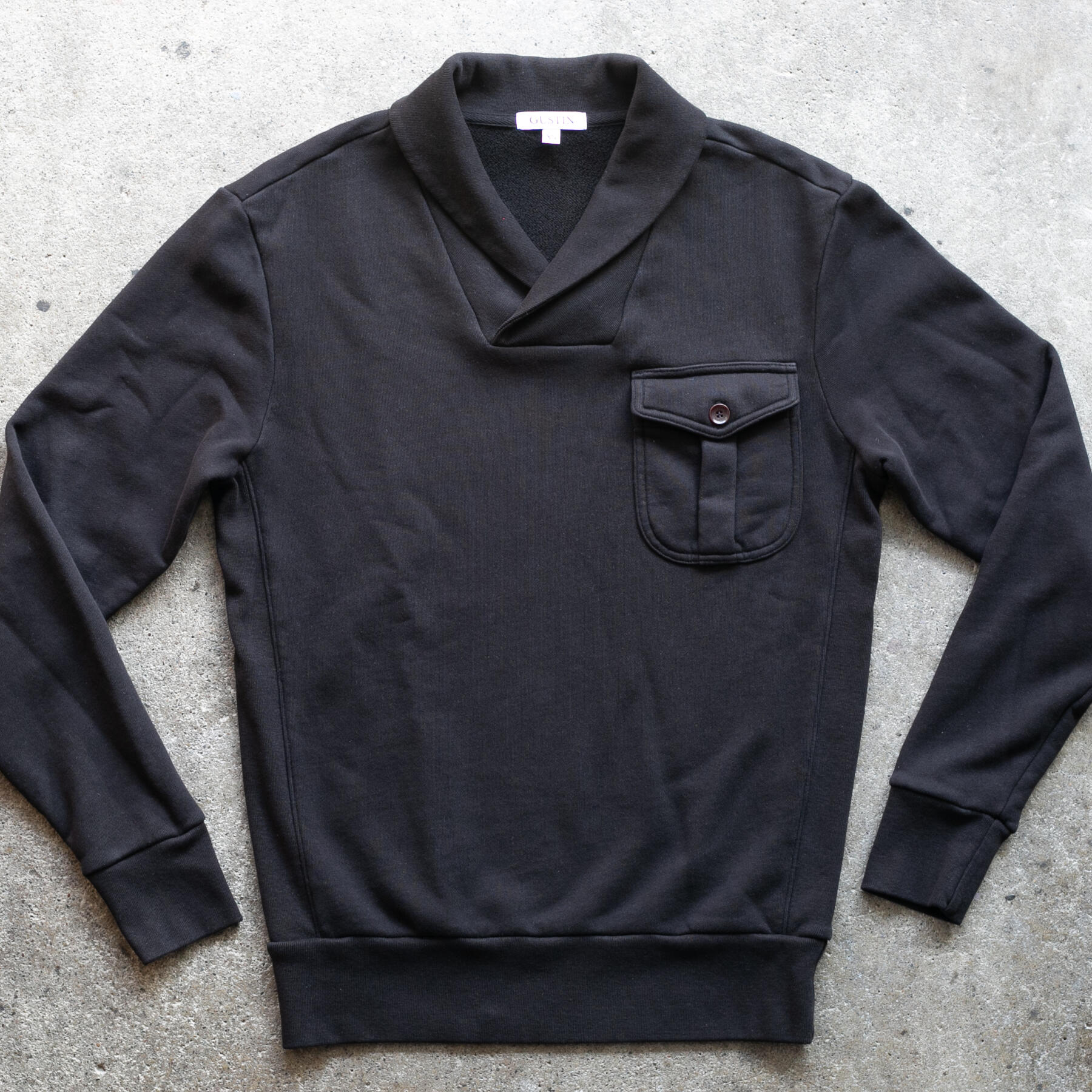 gustin pocket shawl collar sweatshirt - black