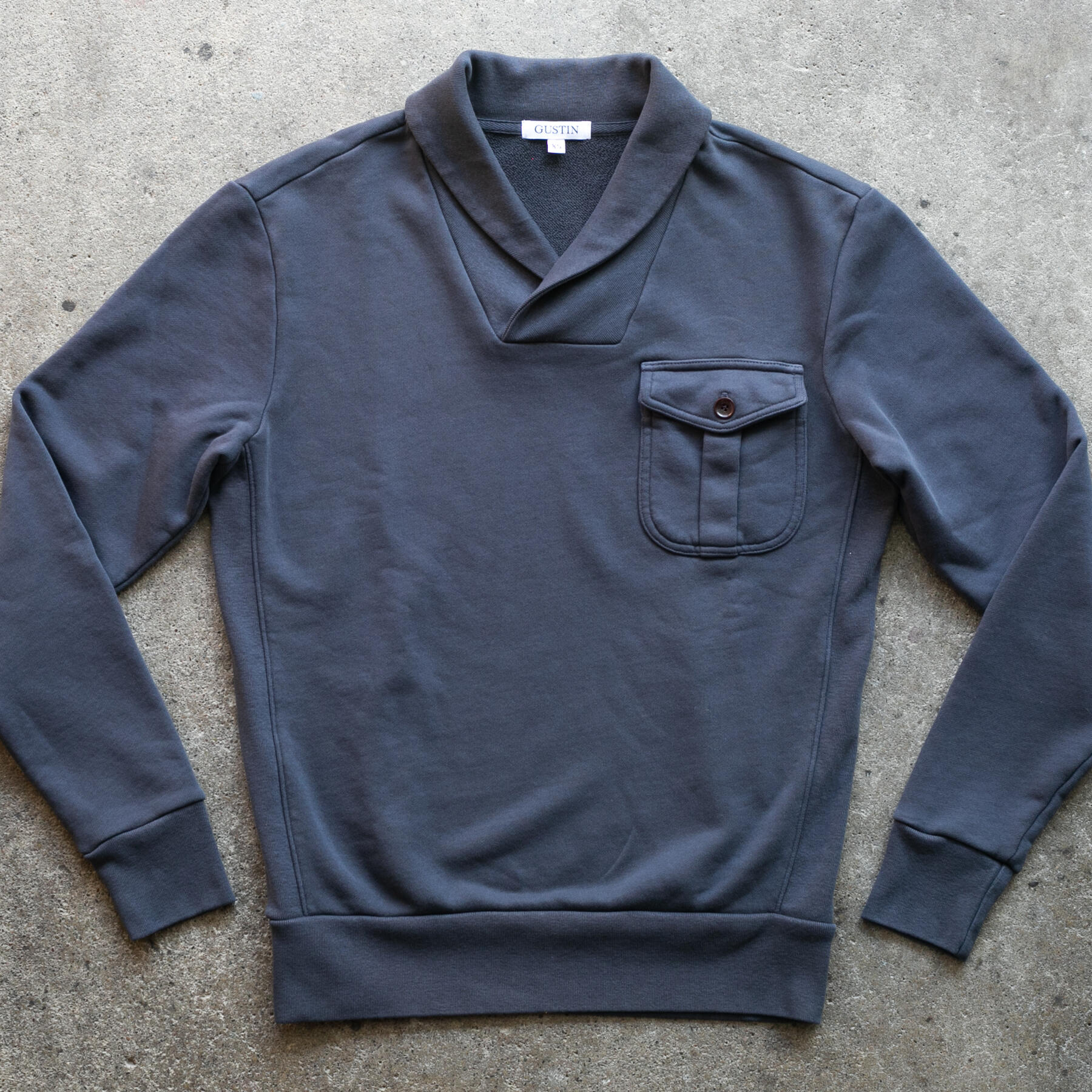 gustin pocket shawl collar sweatshirt - titanium