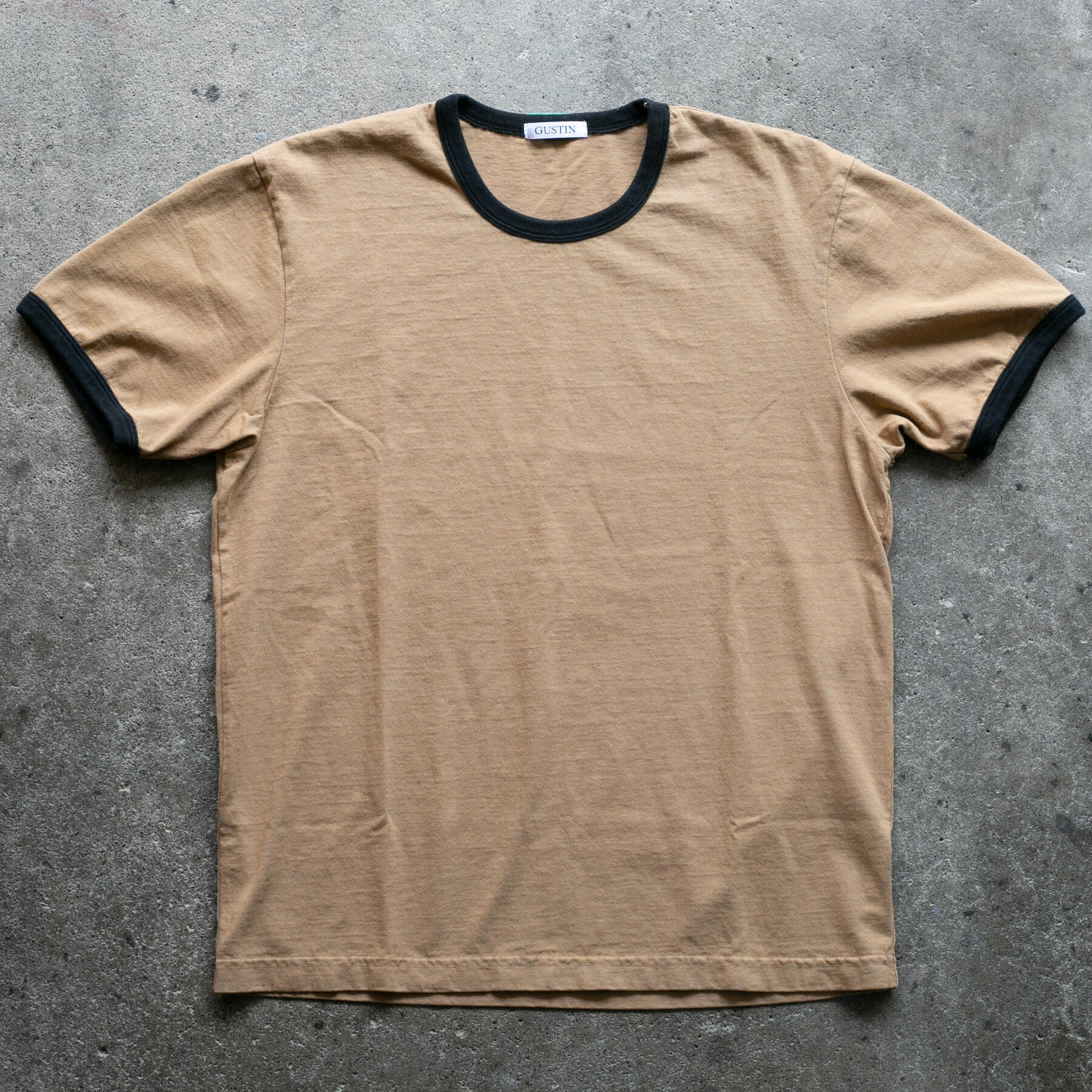 gustin american heavy ringer t-shirt - british tan