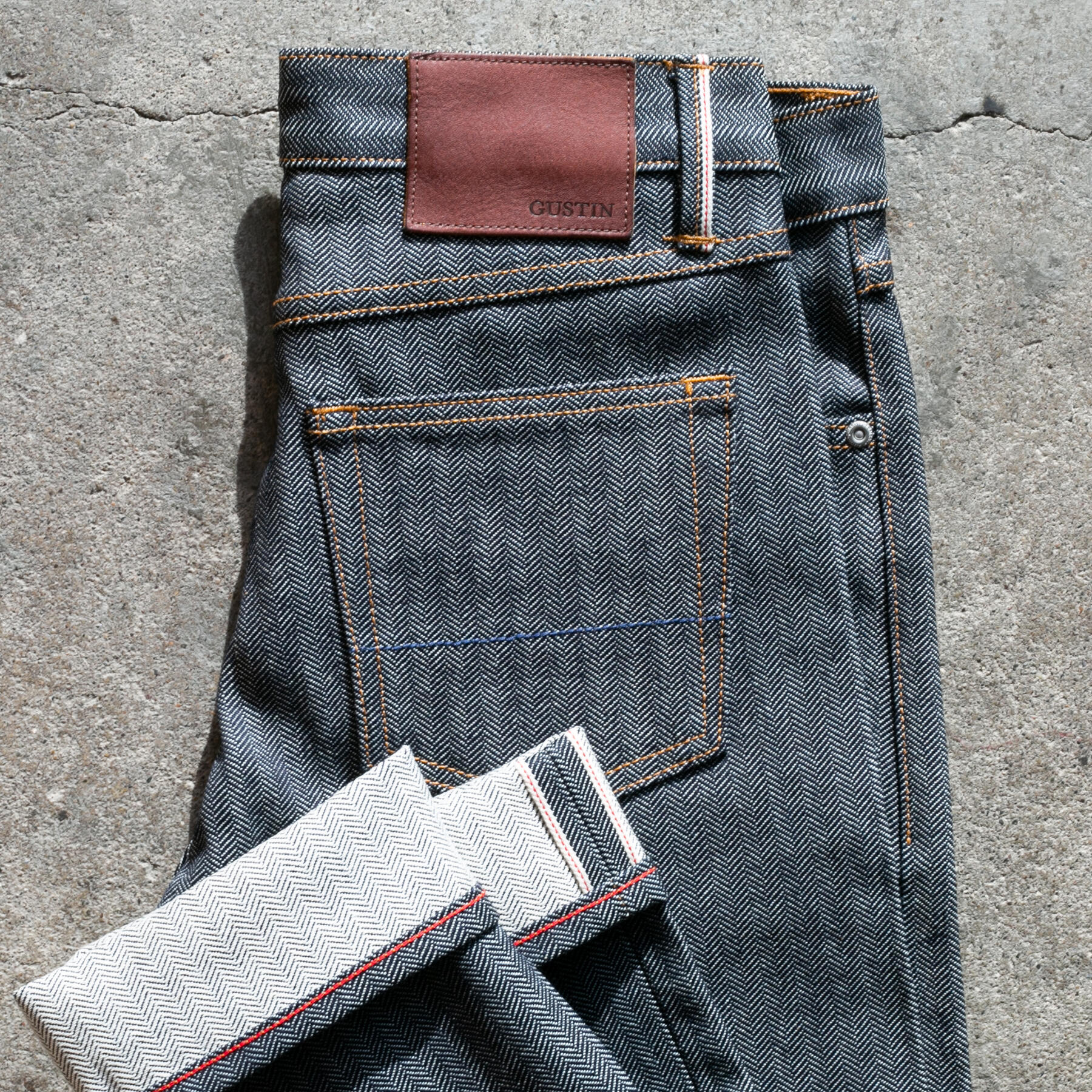 gustin #562 selvedge herringbone denim