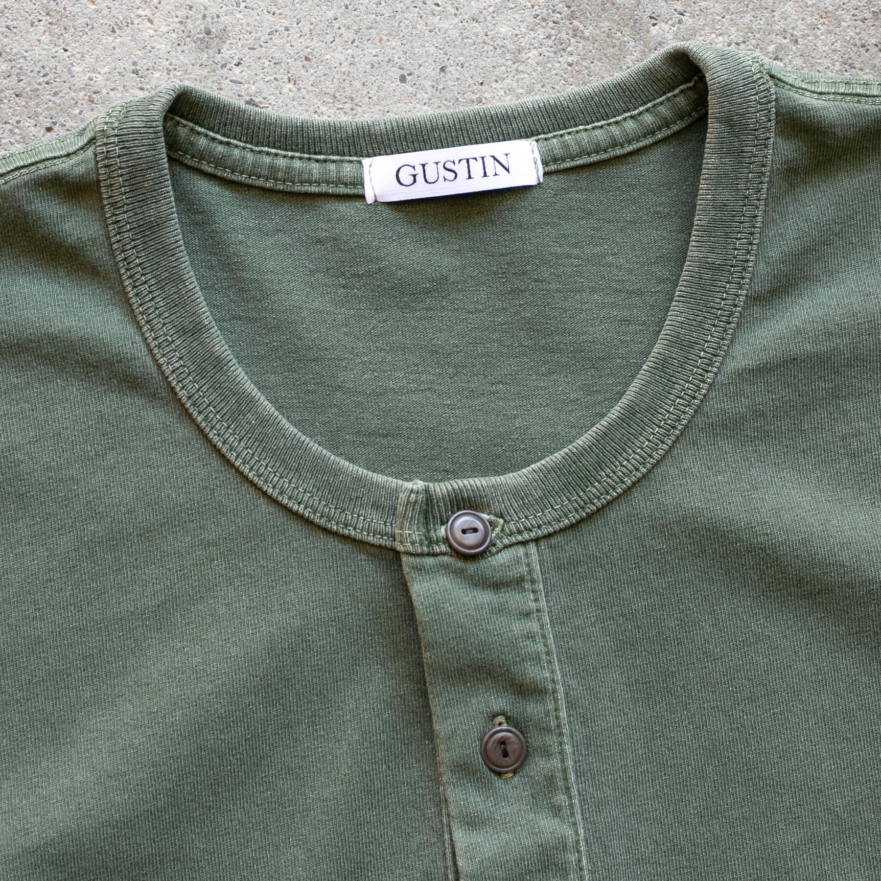 gustin american heavy henley - vintage olive