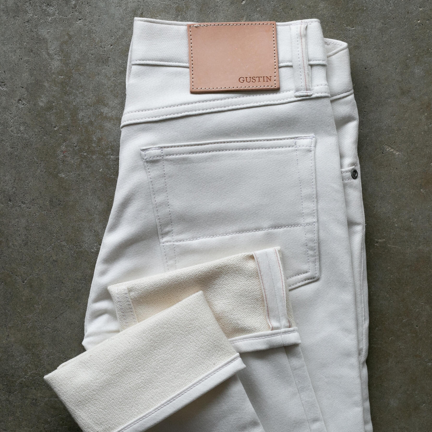 gustin #601 the loopback selvedge - white
