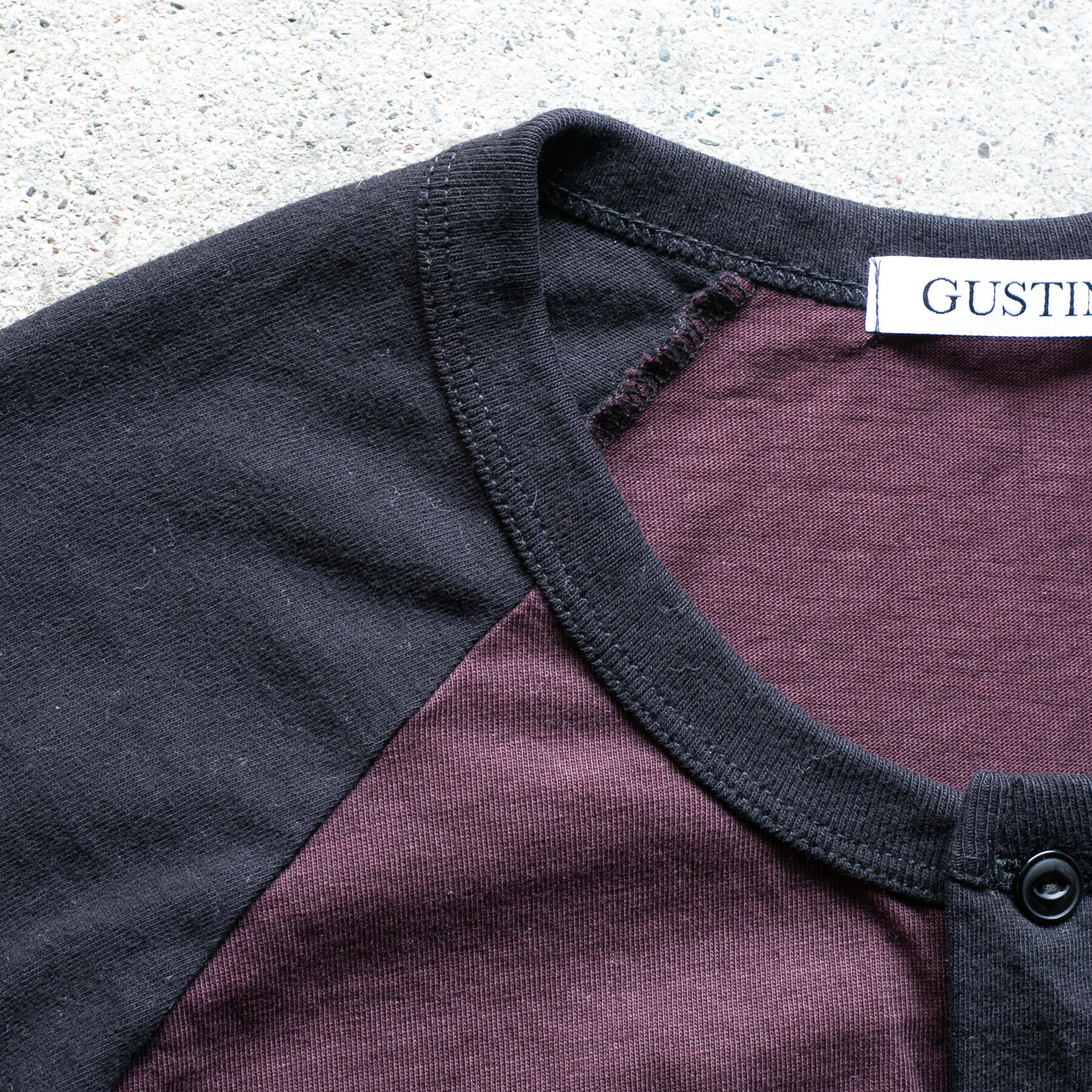 gustin baseball henley - oxblood